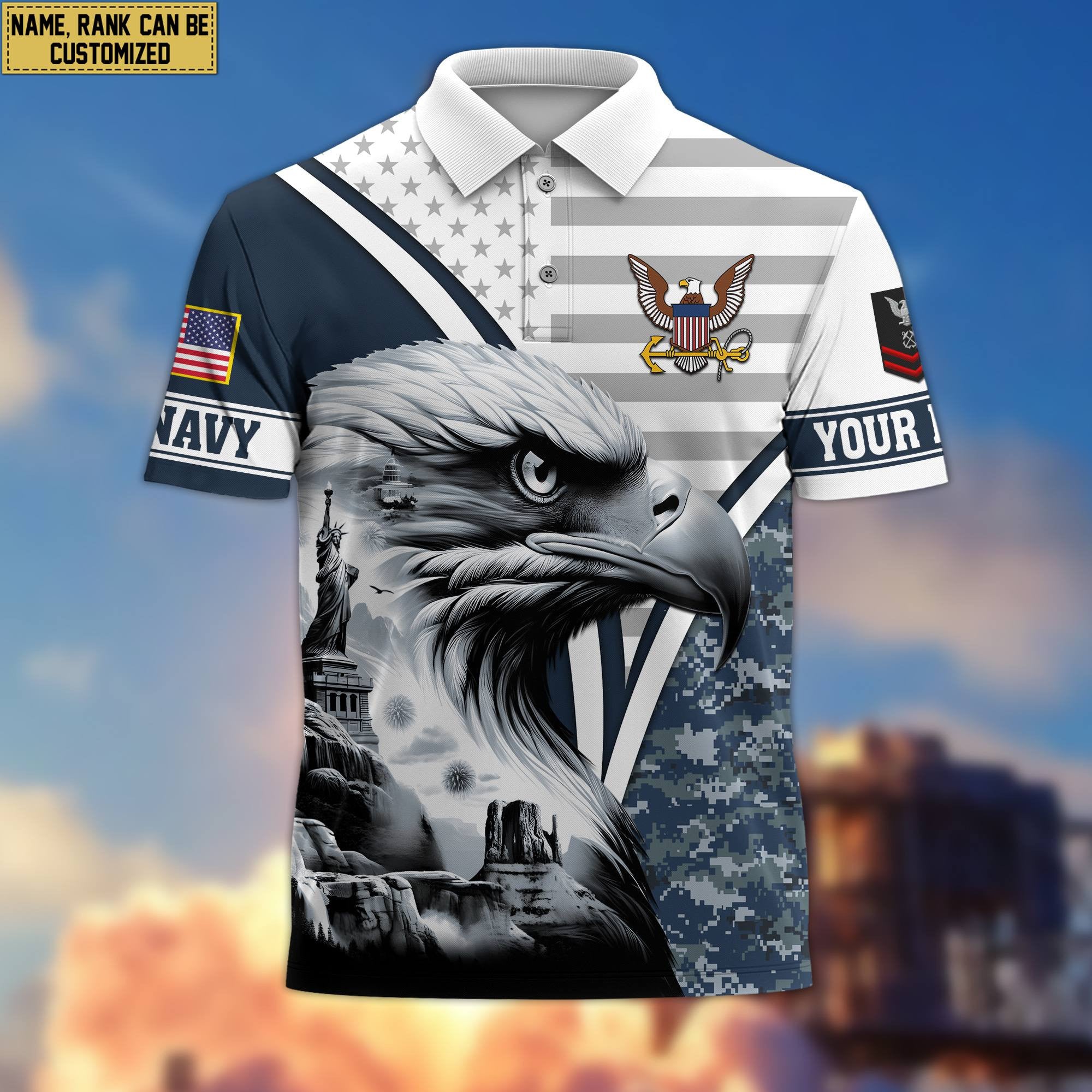 Premium Custom US Navy Polo Shirt VPVC206102, Gifts for Navy Veteran, Gifts For Dad, Gifts On Father's Day, Independence Day, Veterans Day.