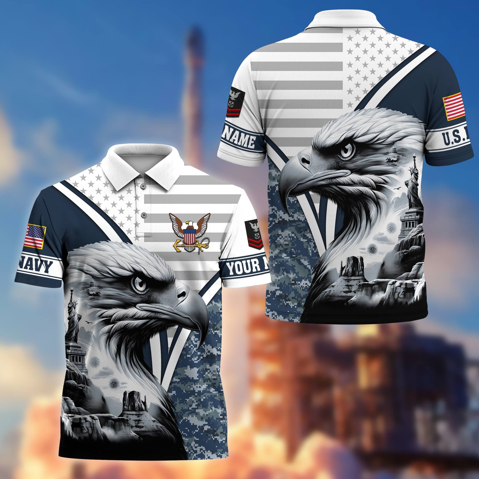 Premium Custom US Navy Polo Shirt VPVC206102, Gifts for Navy Veteran, Gifts For Dad, Gifts On Father's Day, Independence Day, Veterans Day.