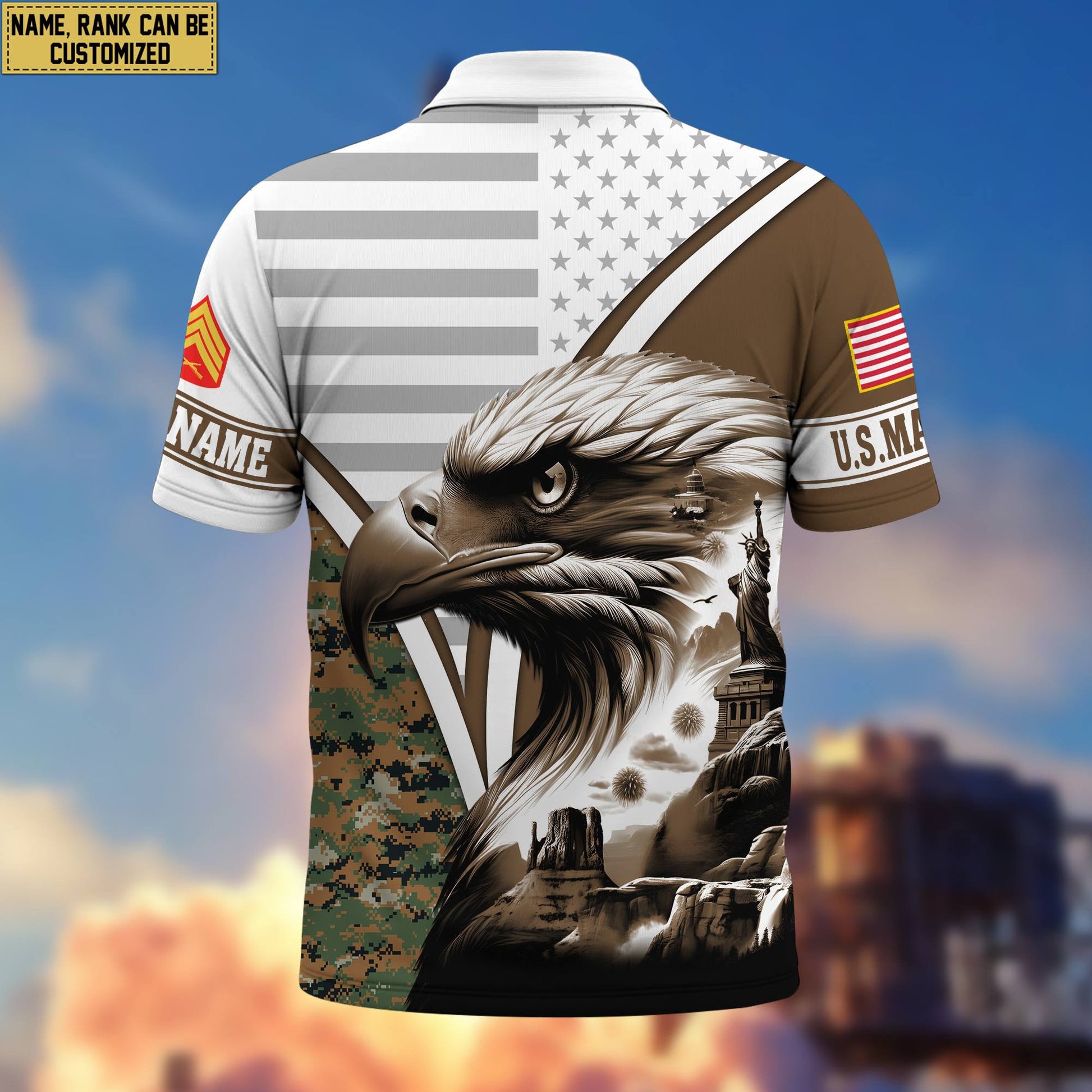 Premium Custom USMC Polo Shirt VPVC206103, Gifts for Marine Veteran, Gifts For Dad, Gifts On Father's Day, Independence Day, Veterans Day.