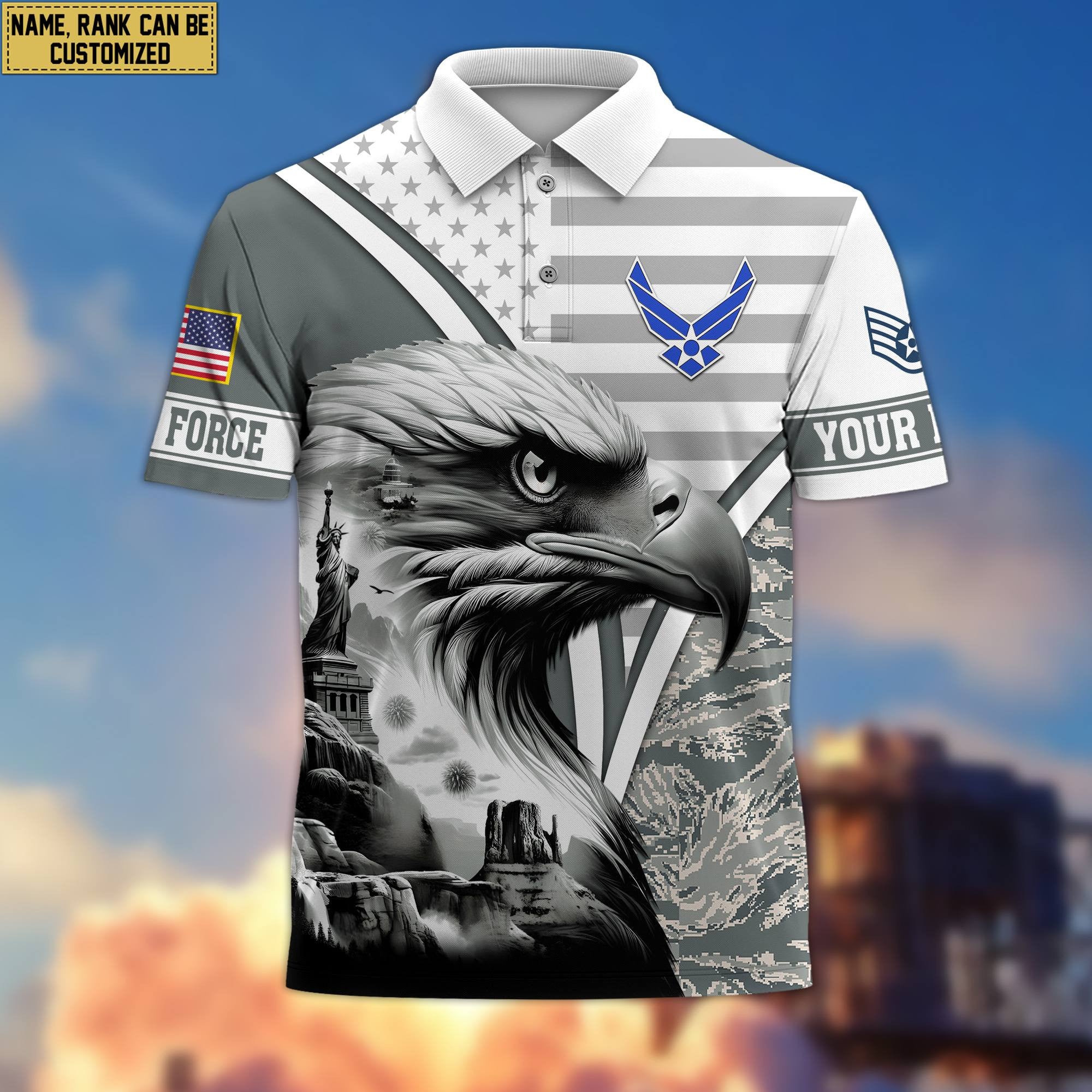 Premium Custom USAF Polo Shirt VPVC206104, Gifts for Air Force Veteran, Gifts For Dad, Gifts On Father's Day, Independence Day, Veterans Day.