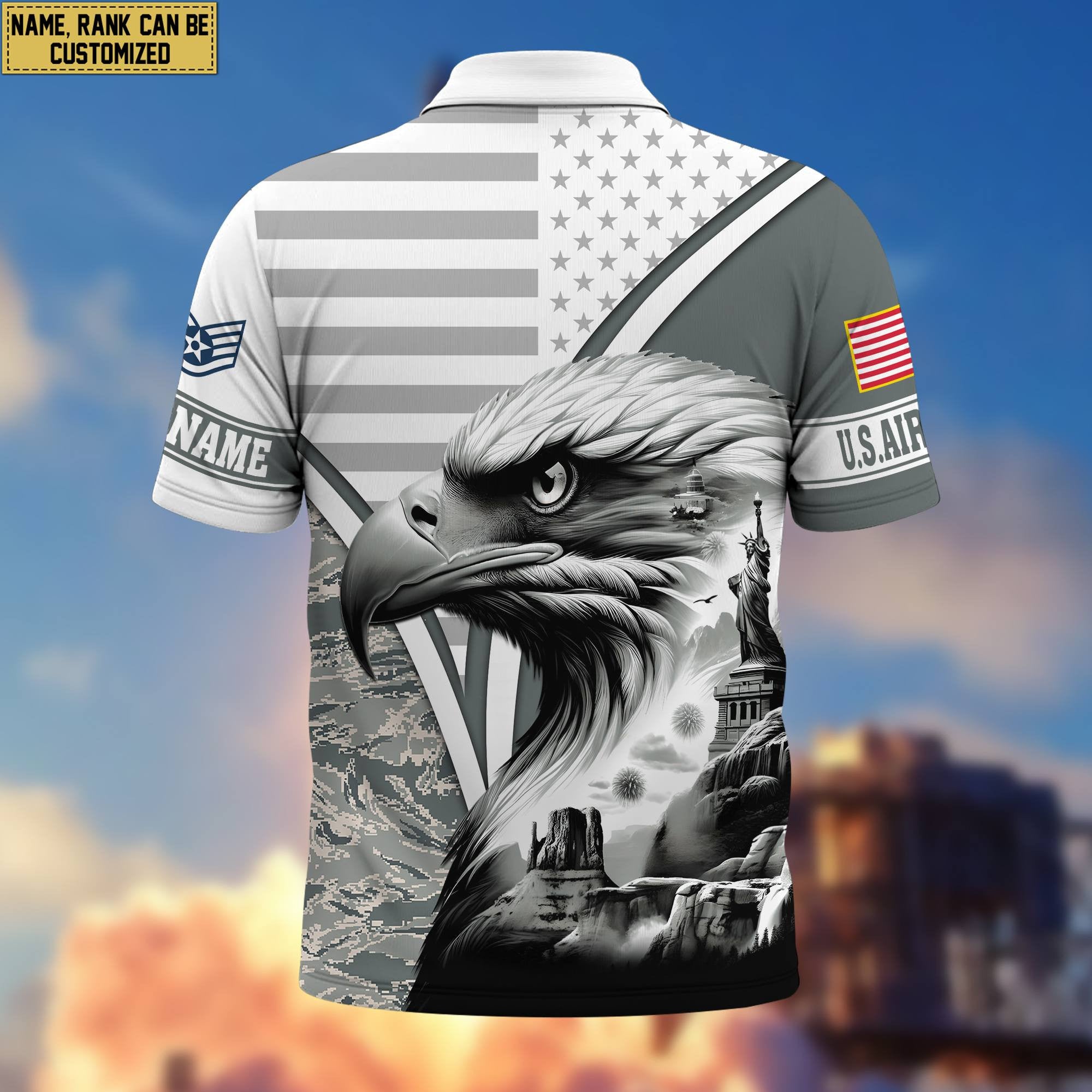 Premium Custom USAF Polo Shirt VPVC206104, Gifts for Air Force Veteran, Gifts For Dad, Gifts On Father's Day, Independence Day, Veterans Day.