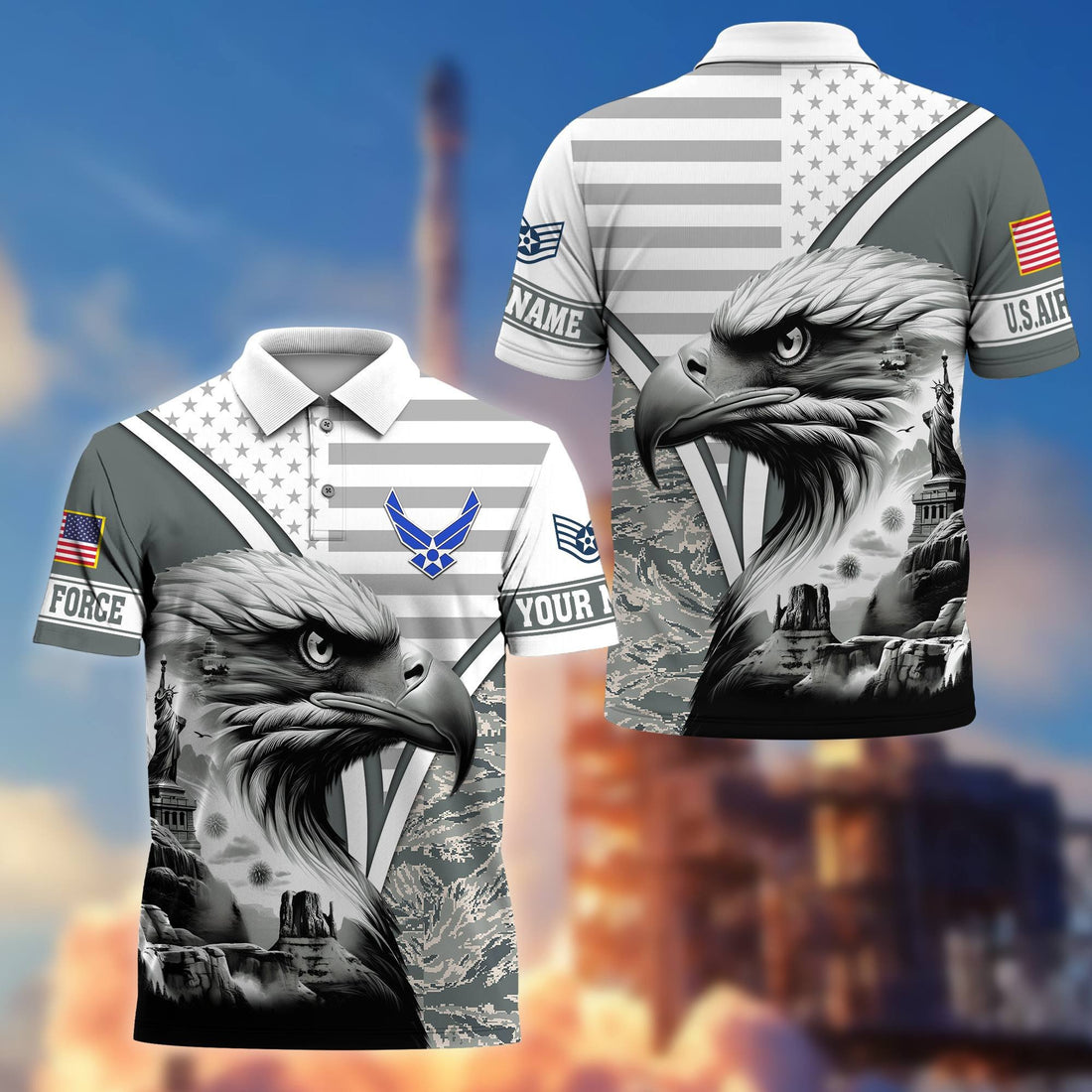 Premium Custom USAF Polo Shirt VPVC206104, Gifts for Air Force Veteran, Gifts For Dad, Gifts On Father's Day, Independence Day, Veterans Day.
