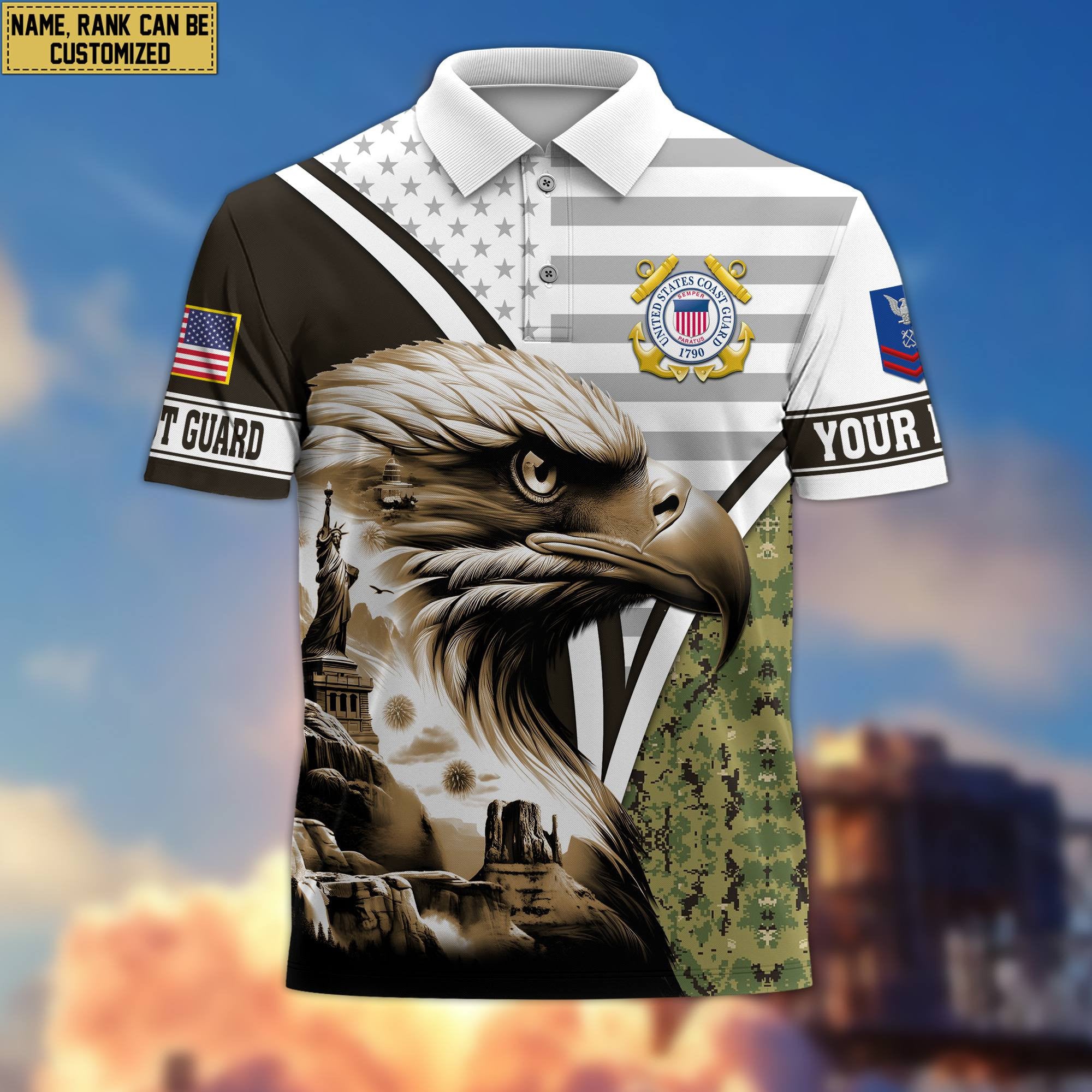 Premium Custom USCG Polo Shirt VPVC206105, Gifts for Coast Guard Veteran, Gifts For Dad, Gifts On Father's Day, Independence Day, Veterans Day.