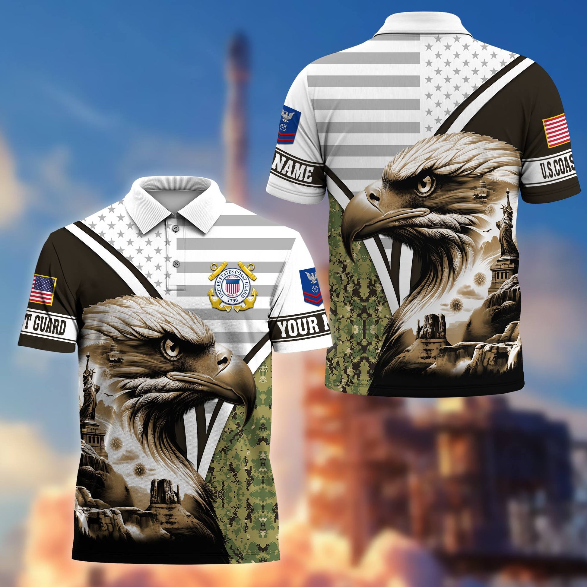 Premium Custom USCG Polo Shirt VPVC206105, Gifts for Coast Guard Veteran, Gifts For Dad, Gifts On Father's Day, Independence Day, Veterans Day.