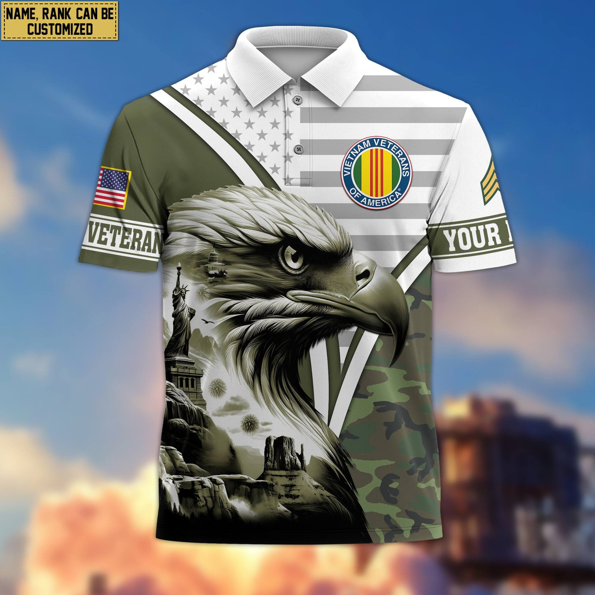Premium Custom Vietnam Veteran Polo Shirt VPVC206106, Gifts for Vietnam Veteran, Gifts For Dad, Gifts On Father's Day, Independence Day, Veterans Day.