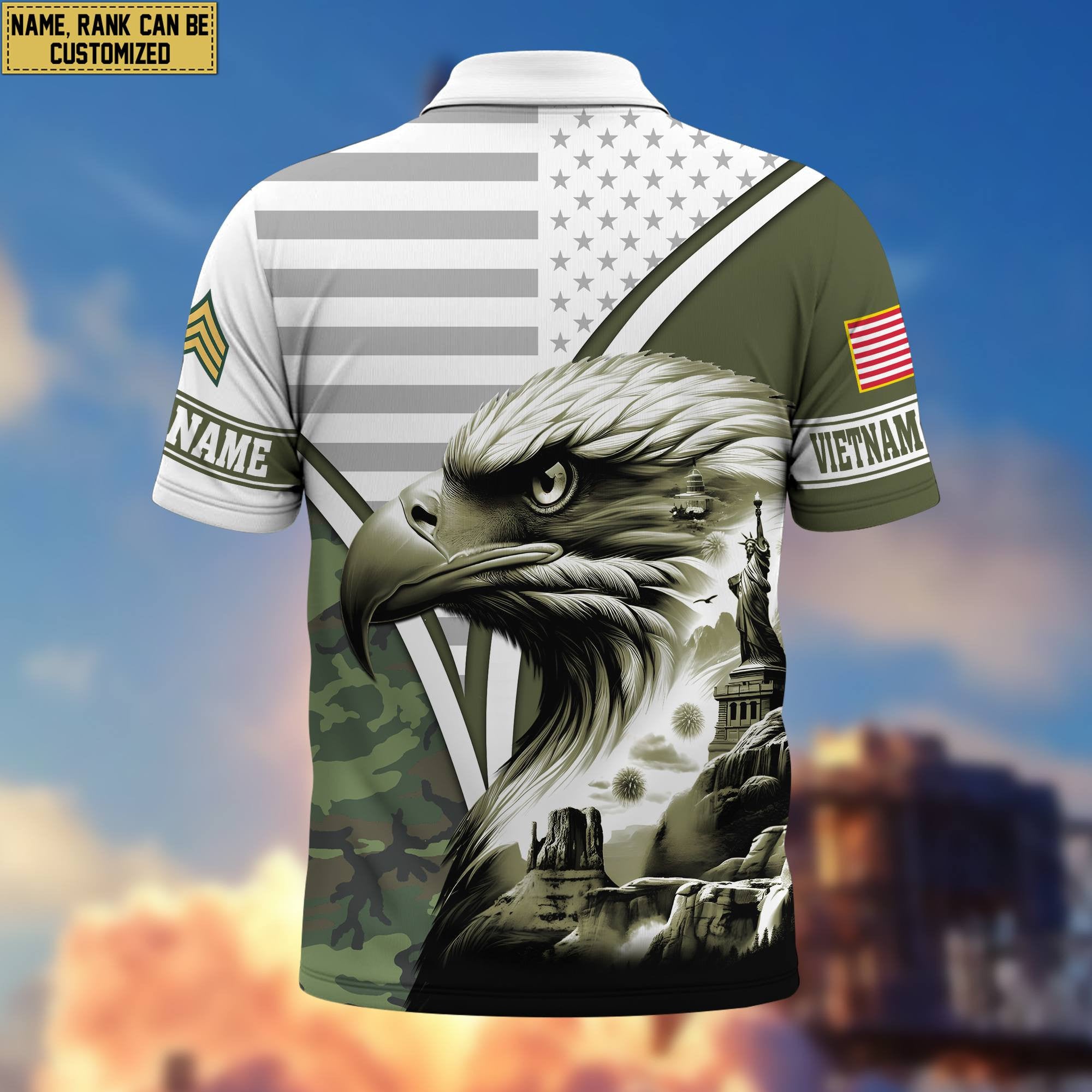 Premium Custom Vietnam Veteran Polo Shirt VPVC206106, Gifts for Vietnam Veteran, Gifts For Dad, Gifts On Father's Day, Independence Day, Veterans Day.