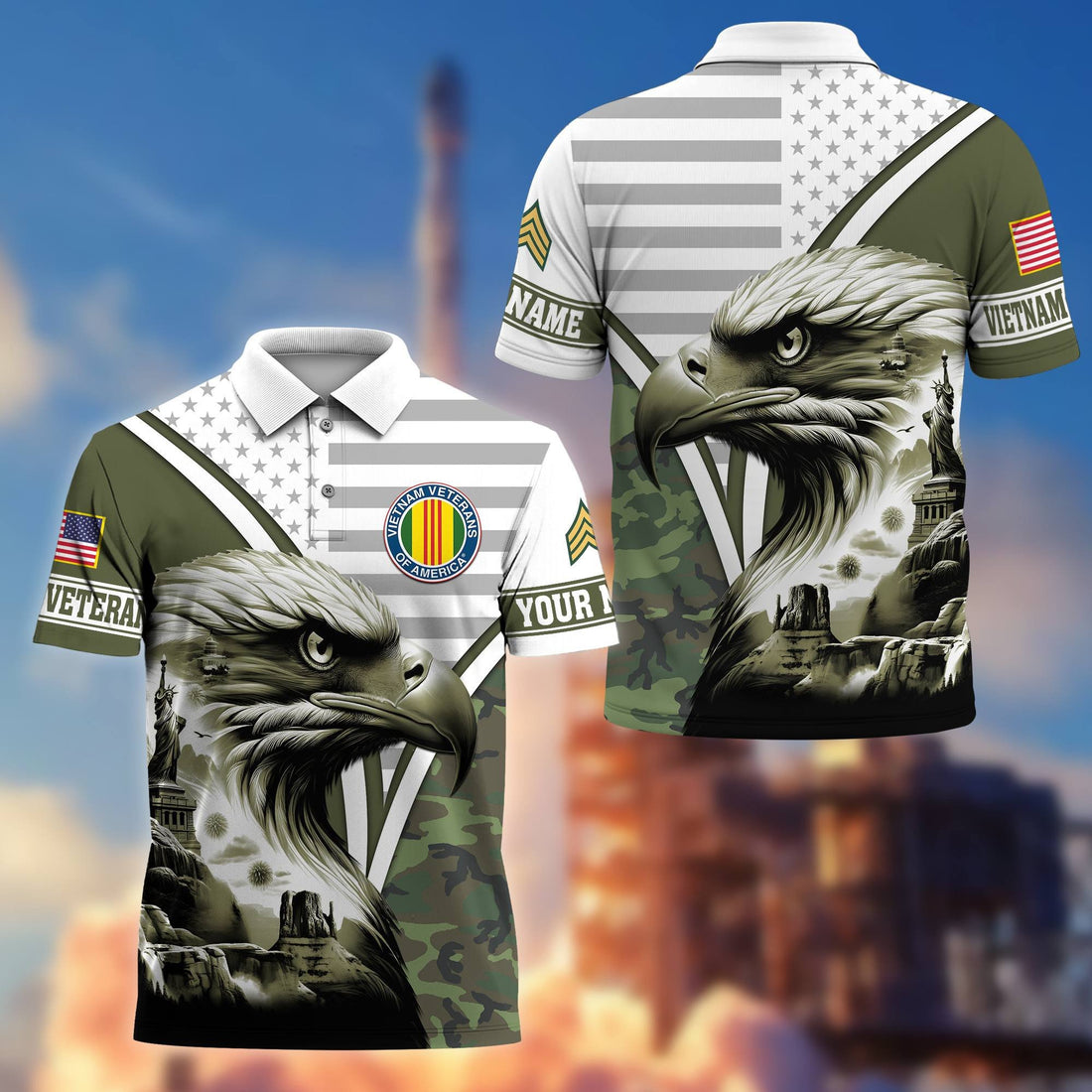 Premium Custom Vietnam Veteran Polo Shirt VPVC206106, Gifts for Vietnam Veteran, Gifts For Dad, Gifts On Father's Day, Independence Day, Veterans Day.