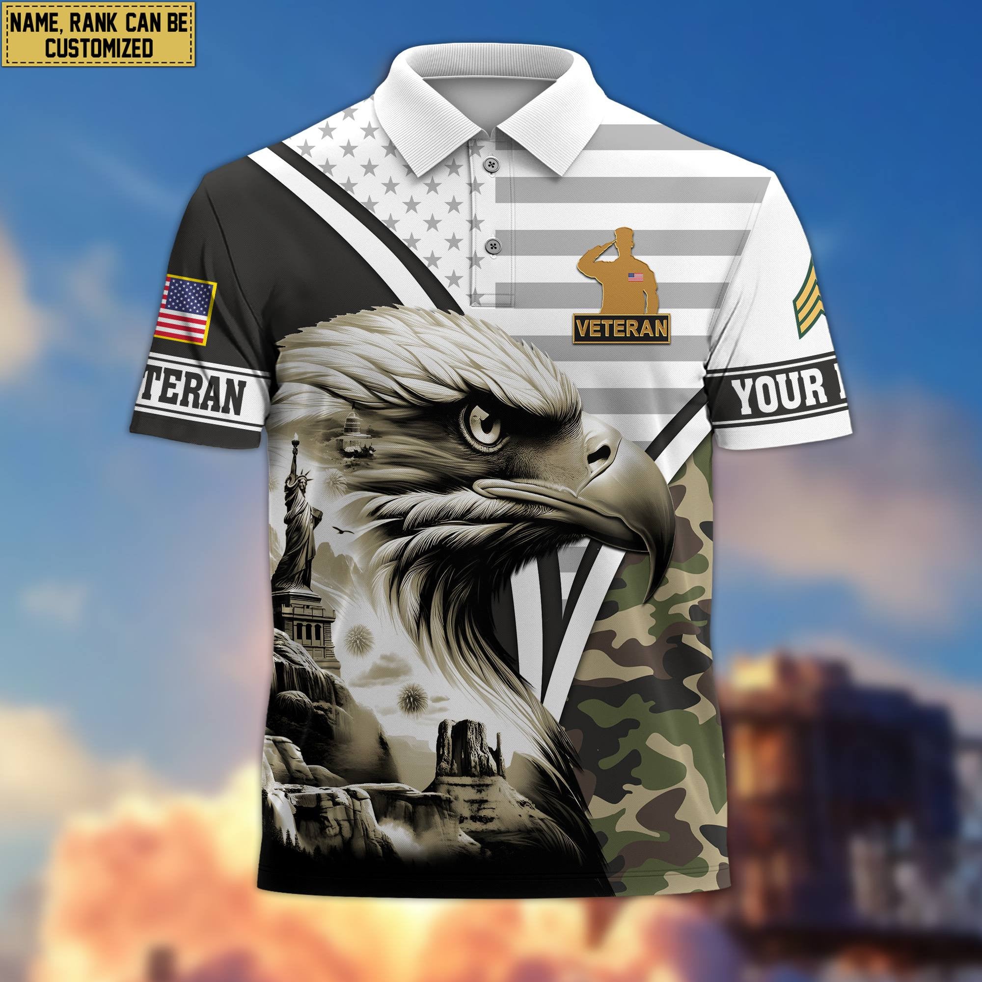 Premium Custom US Veteran Polo Shirt VPVC206107, Gifts for US Veteran, Gifts For Dad, Gifts On Father's Day, Independence Day, Veterans Day.