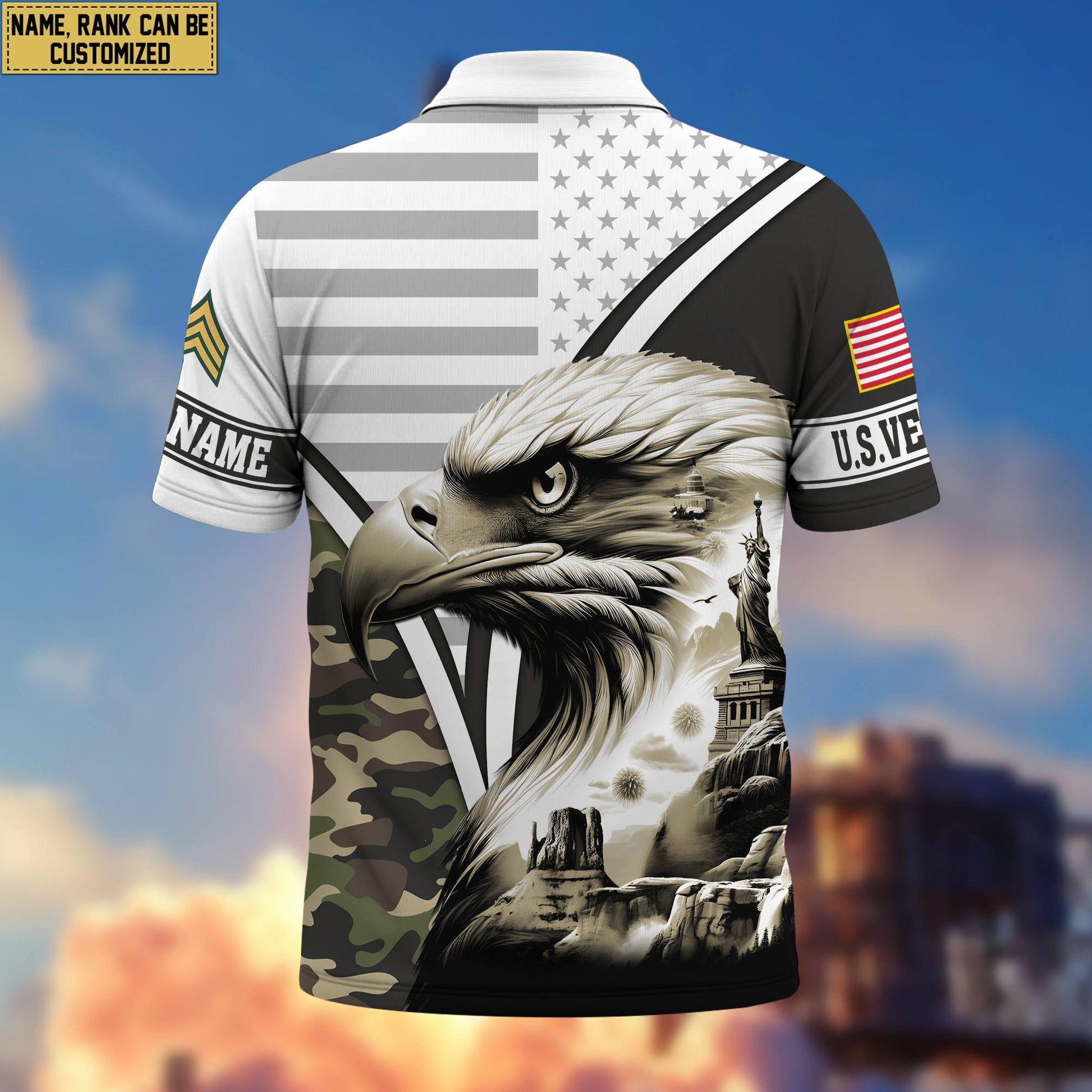 Premium Custom US Veteran Polo Shirt VPVC206107, Gifts for US Veteran, Gifts For Dad, Gifts On Father's Day, Independence Day, Veterans Day.