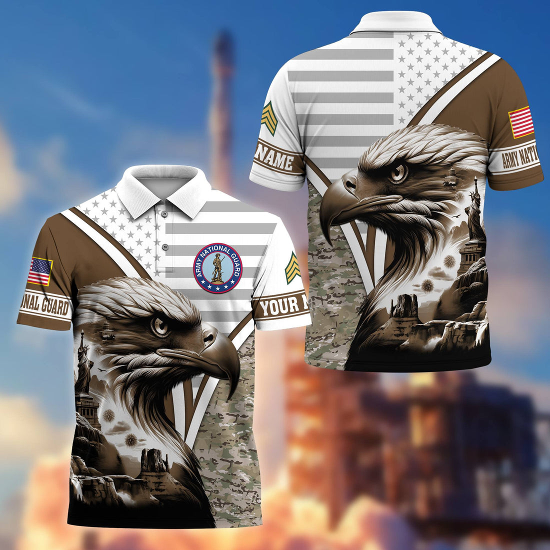 Premium Custom Army National Guard Veteran Polo Shirt VPVC206108, Gifts for Army National Guard Veteran, Gifts For Dad, Gifts On Father's Day, Independence Day, Veterans Day.