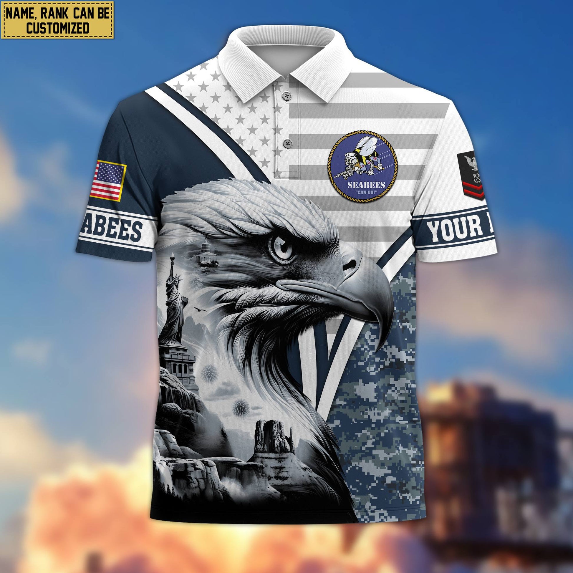 Premium Custom US Seabees Veteran Polo Shirt VPVC206109, Gifts for Seabees Veteran, Gifts For Dad, Gifts On Father's Day, Independence Day, Veterans Day.