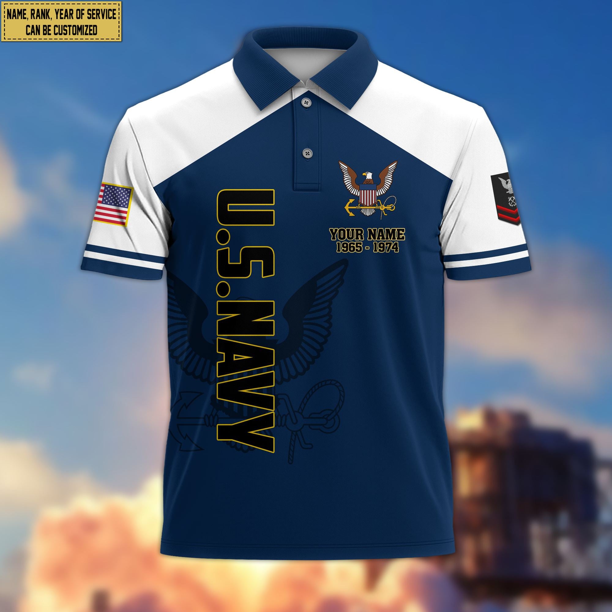 Premium Custom US Navy Polo Shirt VPVC206202, Gifts for Navy Veteran, Gifts For Dad, Gifts On Father's Day, Independence Day, Veterans Day.