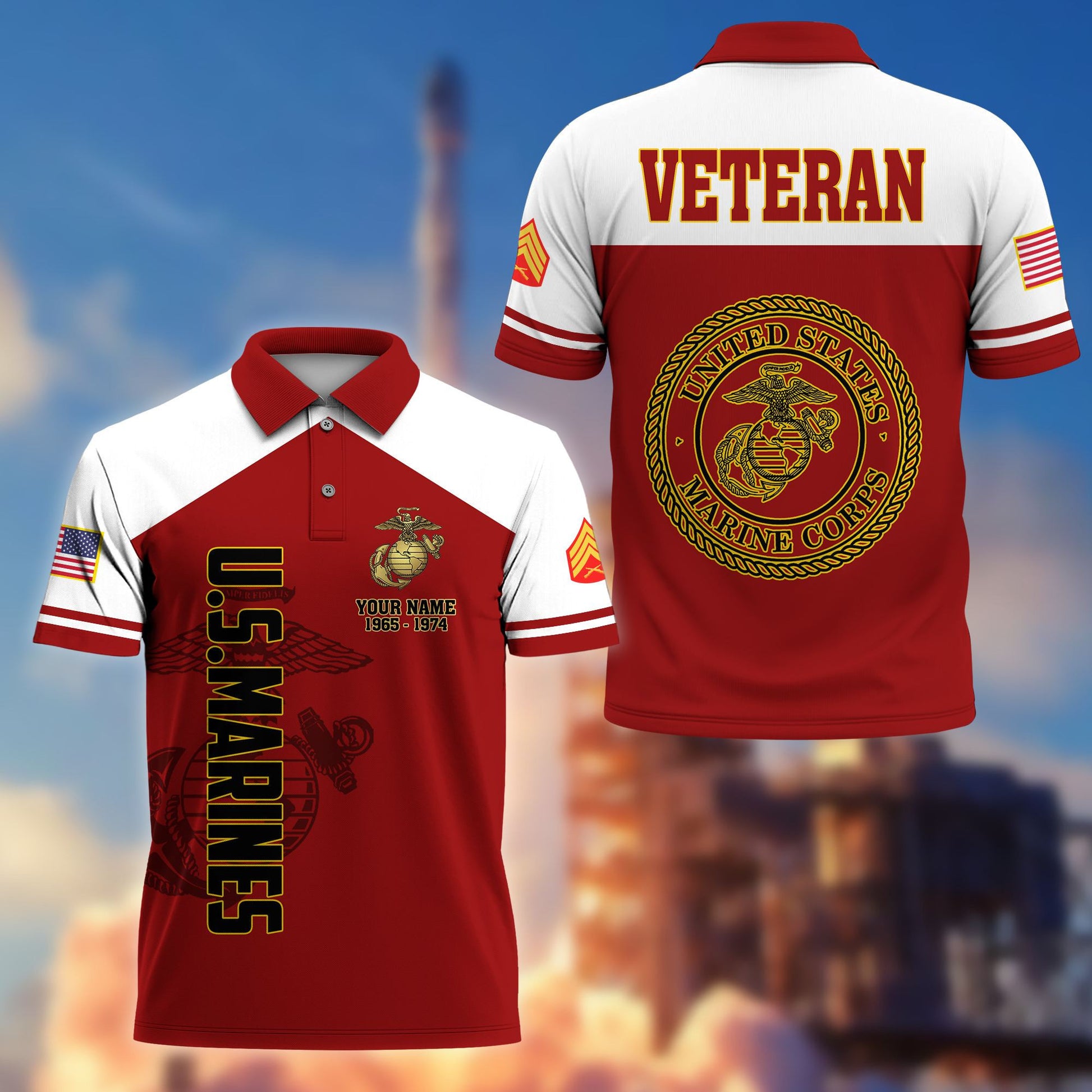 Premium Custom USMC Polo Shirt VPVC206203, Gifts for Marine Veteran, Gifts For Dad, Gifts On Father's Day, Independence Day, Veterans Day.