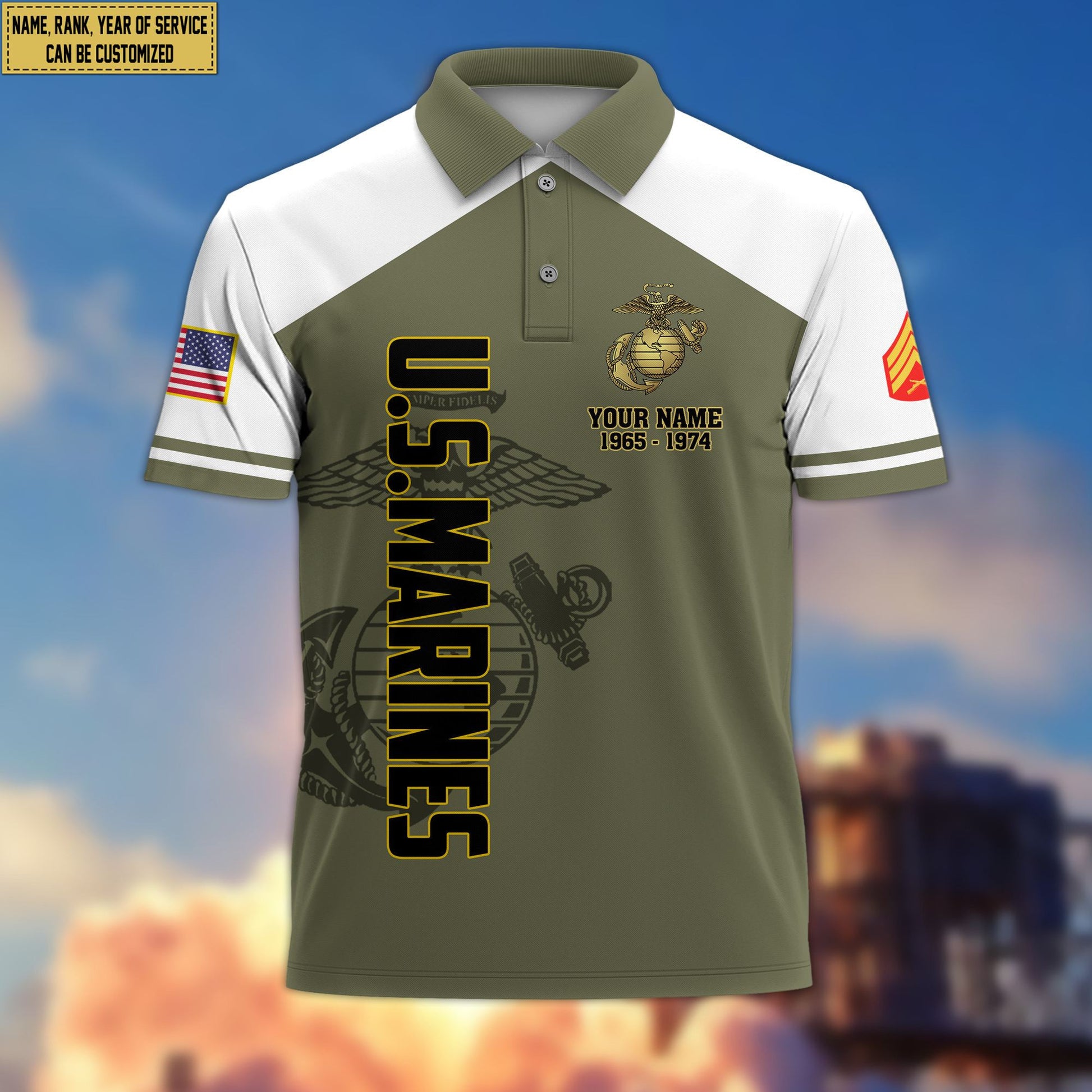 Premium Custom USMC Polo Shirt VPVC206211, Gifts for Marine Veteran, Gifts For Dad, Gifts On Father's Day, Independence Day, Veterans Day.