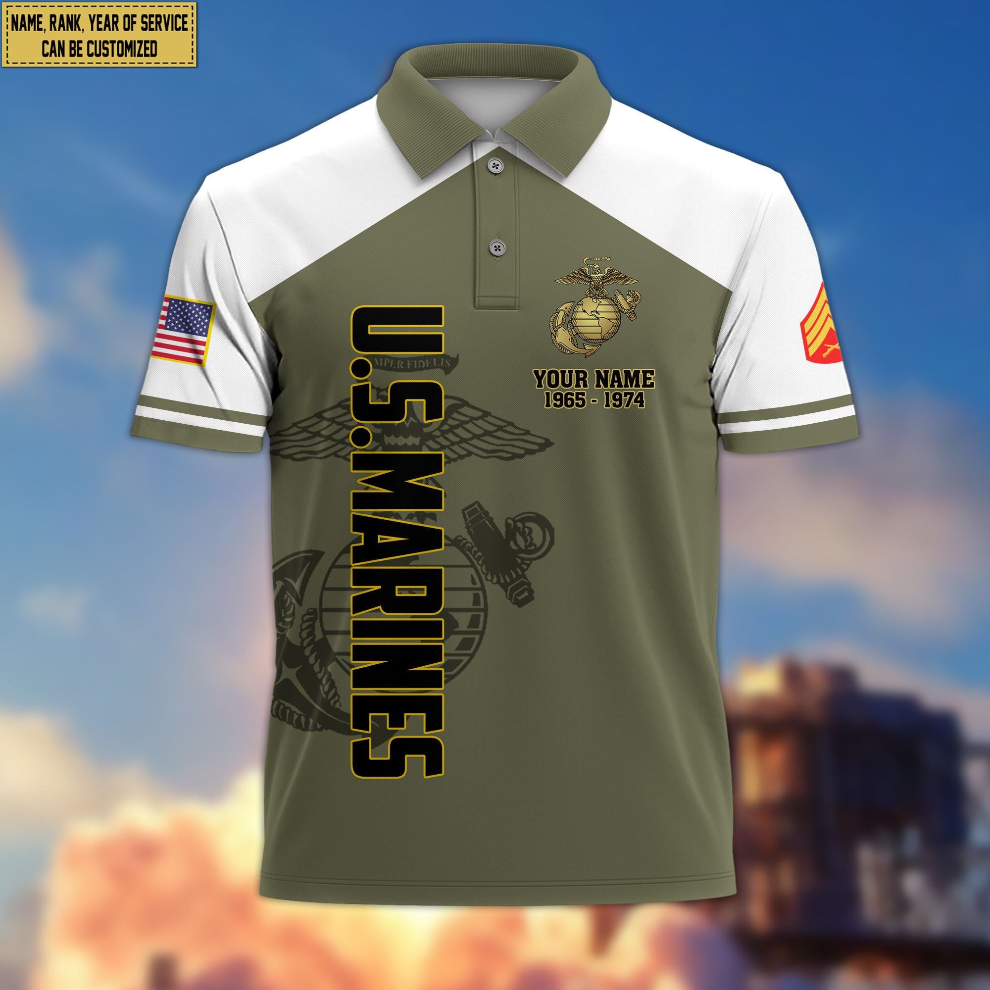 Premium Custom USMC Polo Shirt VPVC206211, Gifts for Marine Veteran, Gifts For Dad, Gifts On Father's Day, Independence Day, Veterans Day.