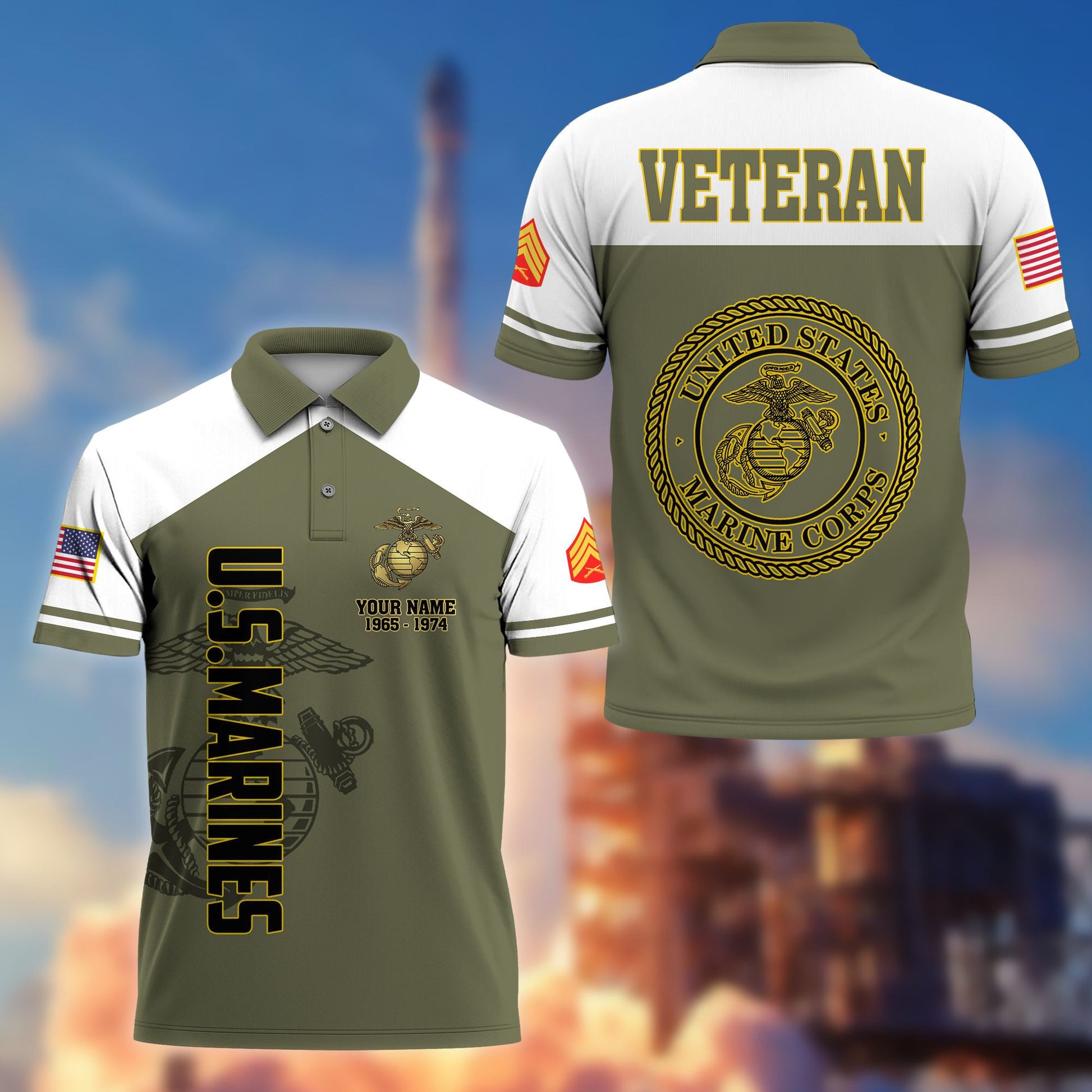 Premium Custom USMC Polo Shirt VPVC206211, Gifts for Marine Veteran, Gifts For Dad, Gifts On Father's Day, Independence Day, Veterans Day.
