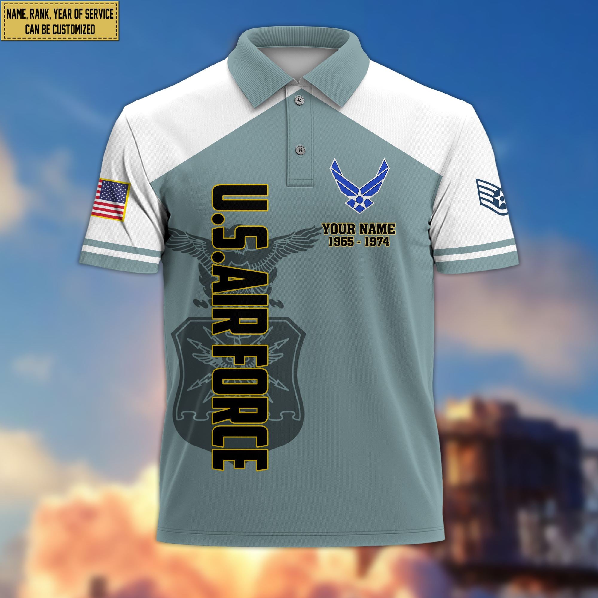 Premium Custom USAF Polo Shirt VPVC206204, Gifts for Air Force Veteran, Gifts For Dad, Gifts On Father's Day, Independence Day, Veterans Day.