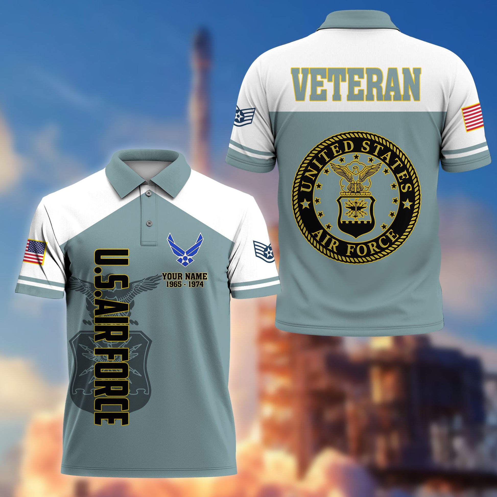 Premium Custom USAF Polo Shirt VPVC206204, Gifts for Air Force Veteran, Gifts For Dad, Gifts On Father's Day, Independence Day, Veterans Day.