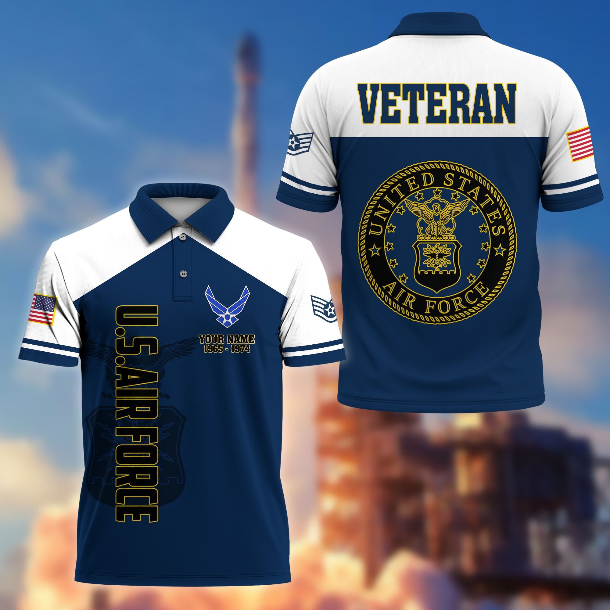 Premium Custom USAF Polo Shirt VPVC206212, Gifts for Air Force Veteran, Gifts For Dad, Gifts On Father's Day, Independence Day, Veterans Day.