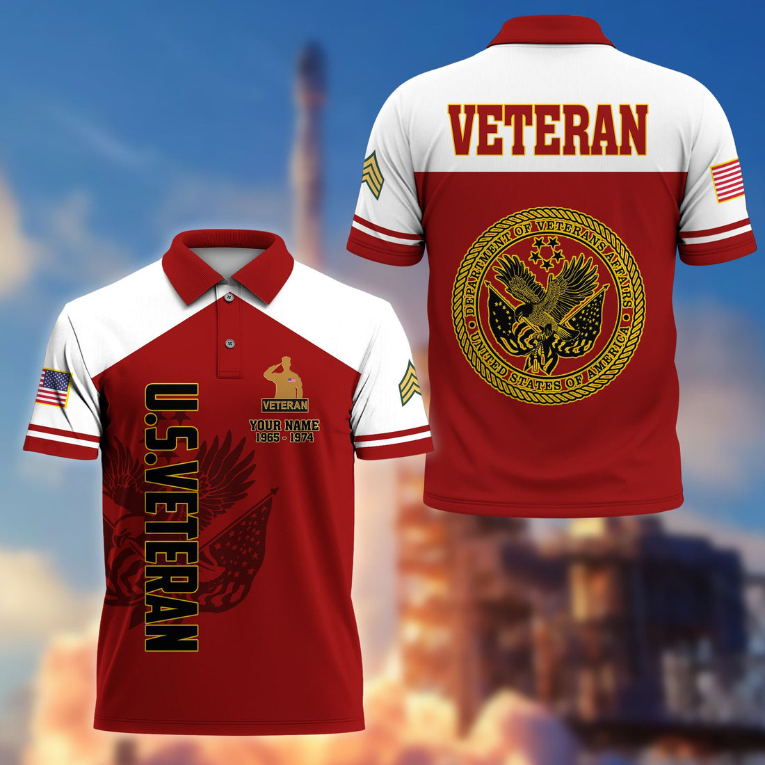 Premium Custom US Veteran Polo Shirt VPVC206207, Gifts for US Veteran, Gifts For Dad, Gifts On Father's Day, Independence Day, Veterans Day.