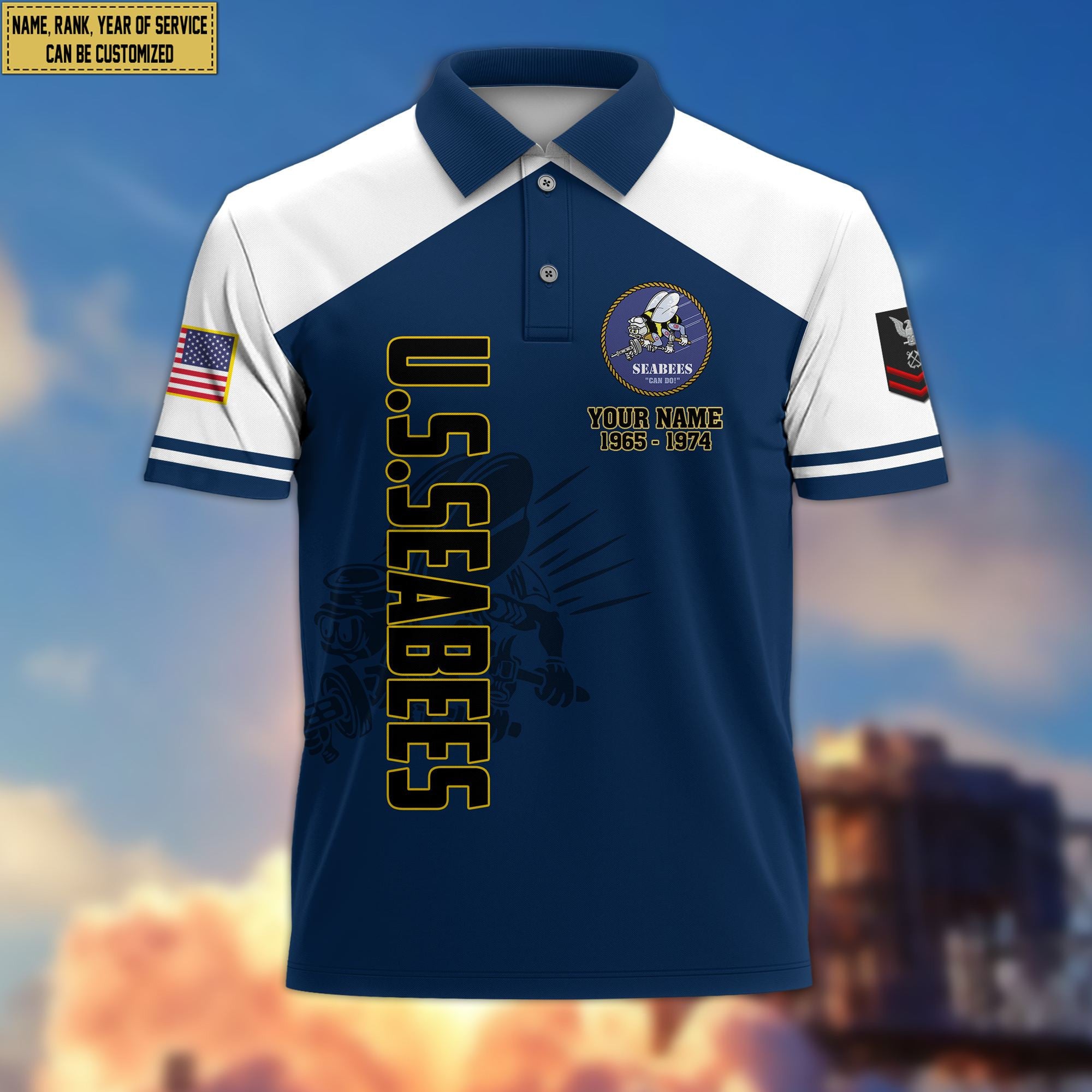Premium Custom US Seabees Veteran Polo Shirt VPVC206209, Gifts for Seabees Veteran, Gifts For Dad, Gifts On Father's Day, Independence Day, Veterans Day.