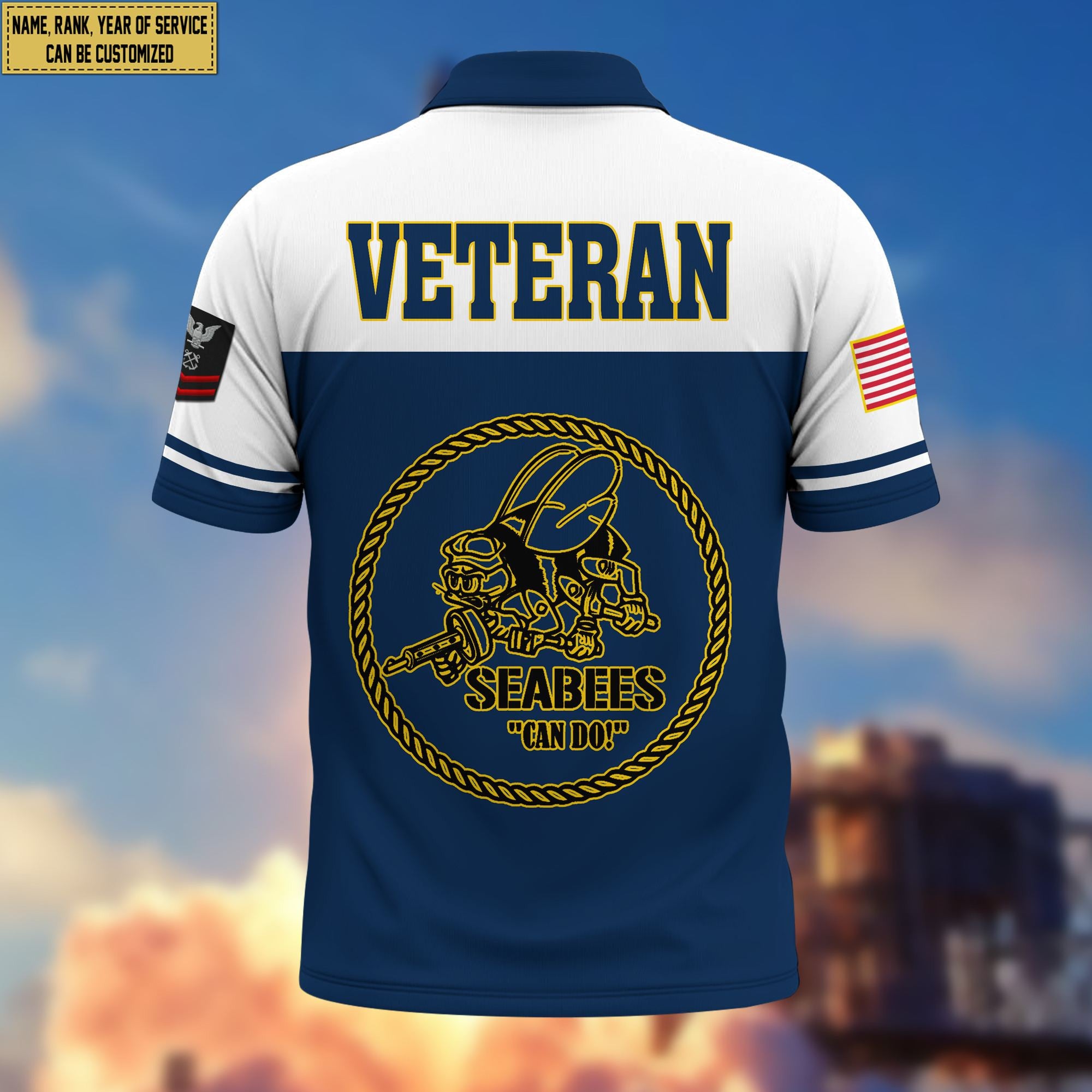 Premium Custom US Seabees Veteran Polo Shirt VPVC206209, Gifts for Seabees Veteran, Gifts For Dad, Gifts On Father's Day, Independence Day, Veterans Day.