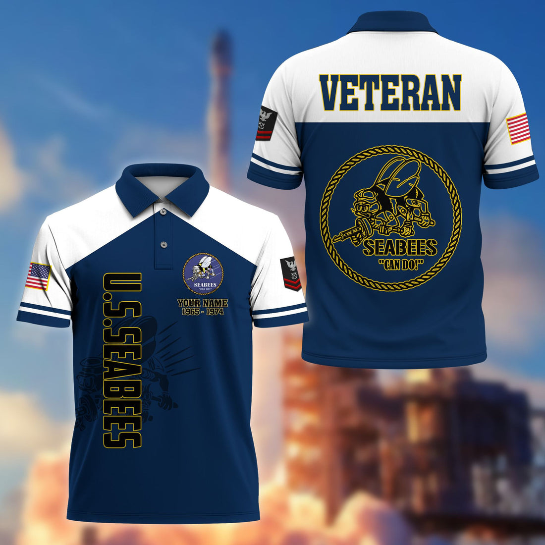 Premium Custom US Seabees Veteran Polo Shirt VPVC206209, Gifts for Seabees Veteran, Gifts For Dad, Gifts On Father's Day, Independence Day, Veterans Day.