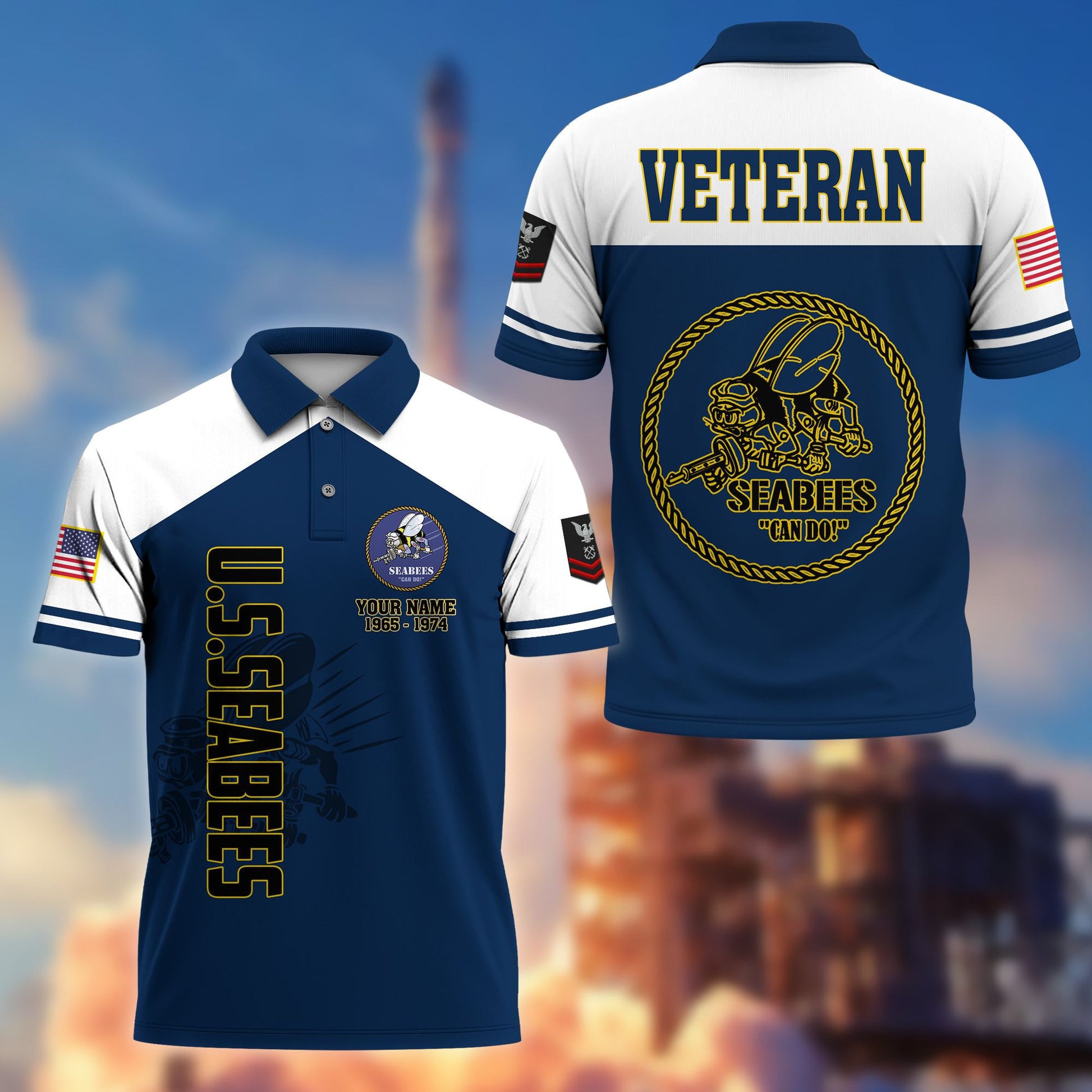 Premium Custom US Seabees Veteran Polo Shirt VPVC206209, Gifts for Seabees Veteran, Gifts For Dad, Gifts On Father's Day, Independence Day, Veterans Day.