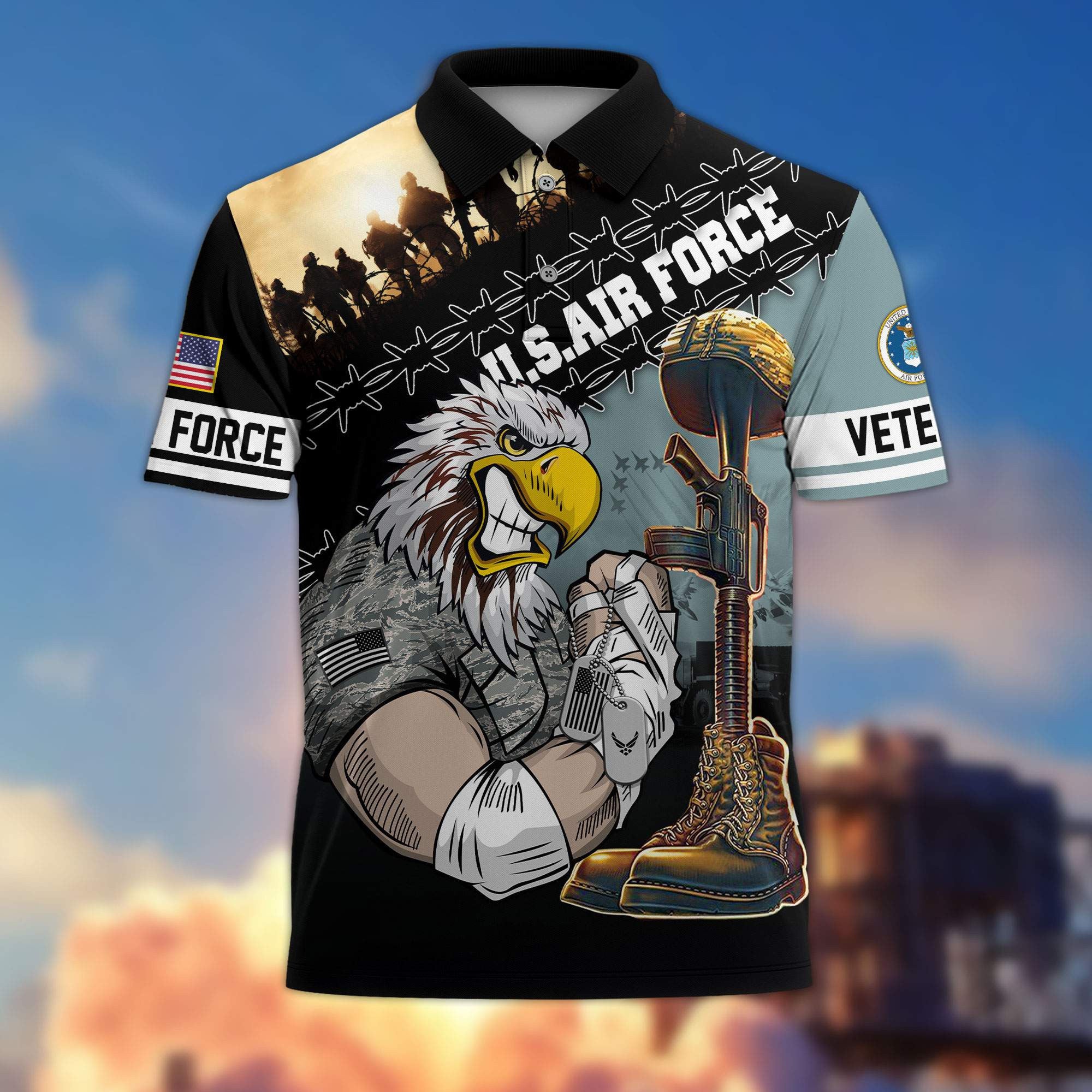 Premium US Veterans Polo Shirt BPHN060213, Gifts For Dad, For Husband, Gifts For US Veterans, Gifts On Father's Day, Independence Day, Veterans Day.