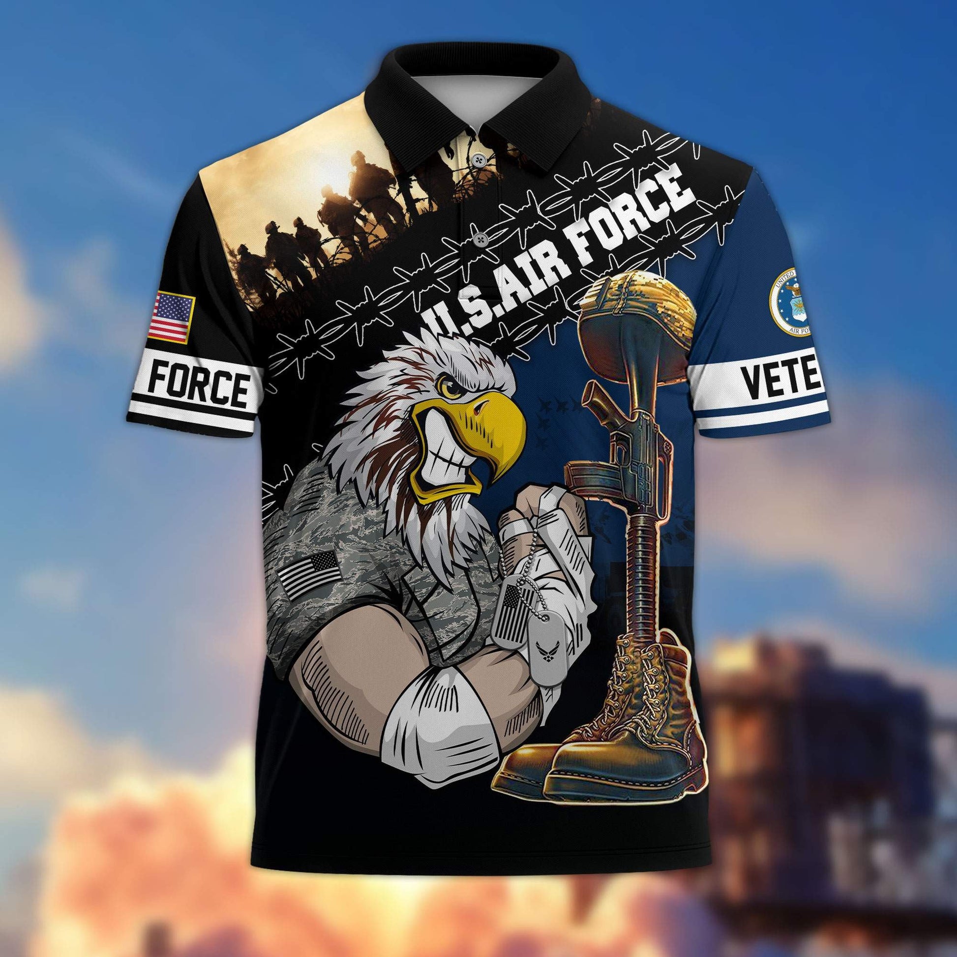 Premium US Veterans Polo Shirt BPHN060213, Gifts For Dad, For Husband, Gifts For US Veterans, Gifts On Father's Day, Independence Day, Veterans Day.