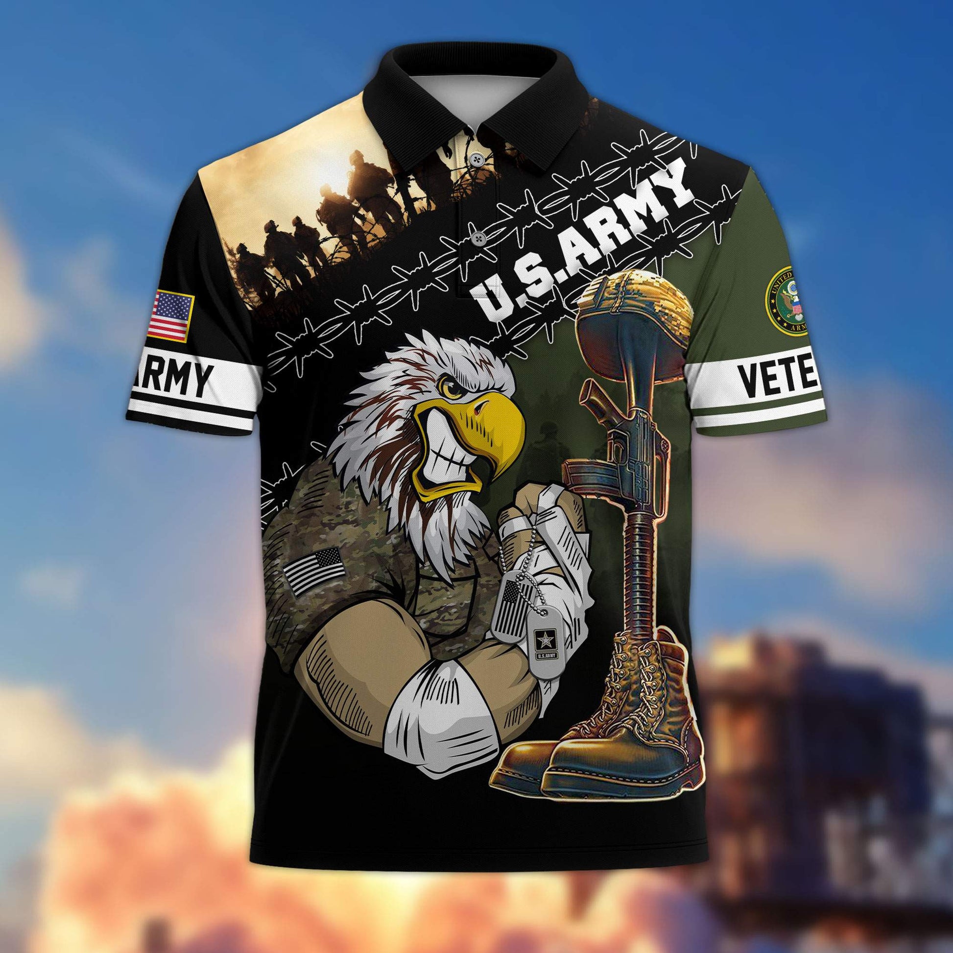 Premium US Veterans Polo Shirt BPHN060213, Gifts For Dad, For Husband, Gifts For US Veterans, Gifts On Father's Day, Independence Day, Veterans Day.