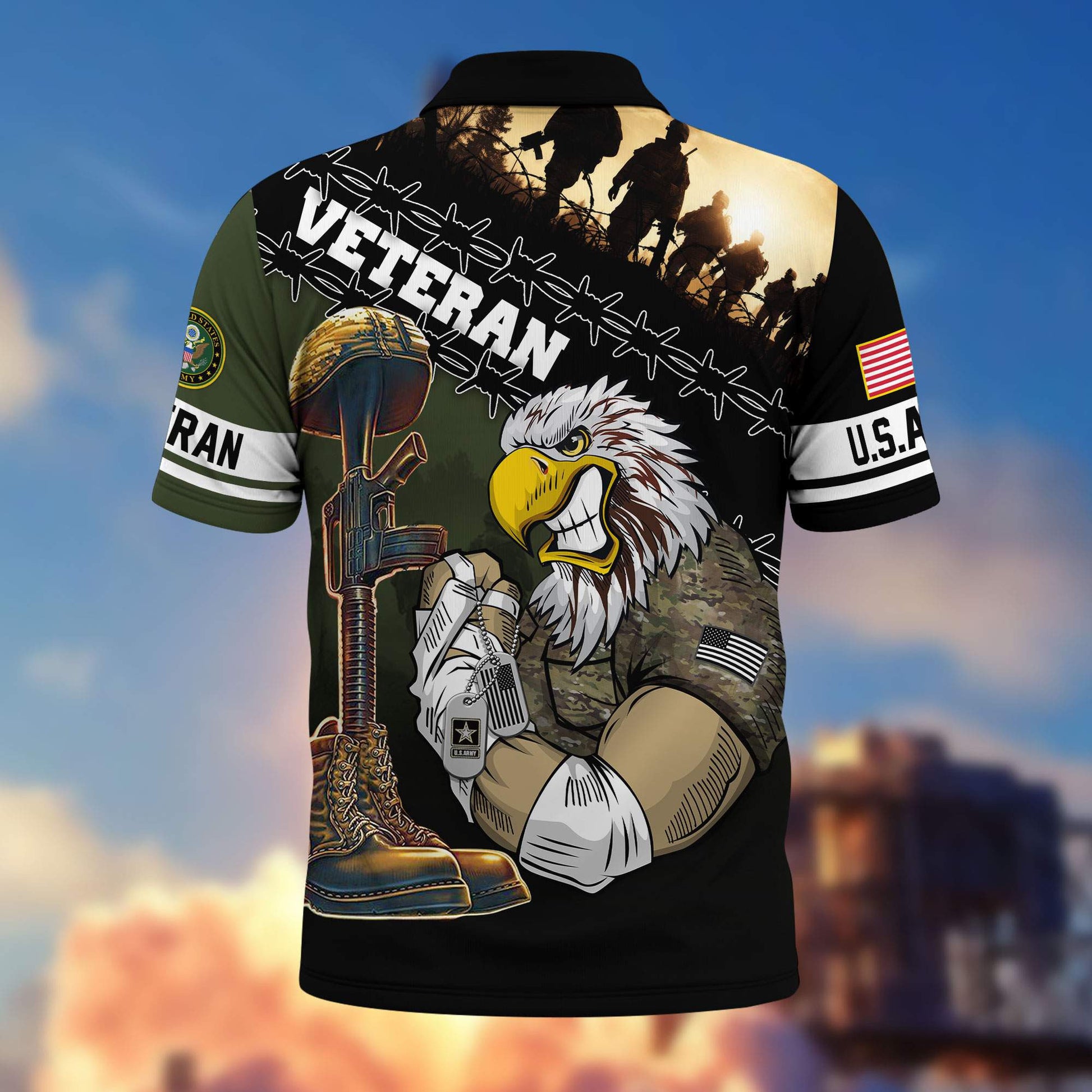 Premium US Veterans Polo Shirt BPHN060213, Gifts For Dad, For Husband, Gifts For US Veterans, Gifts On Father's Day, Independence Day, Veterans Day.