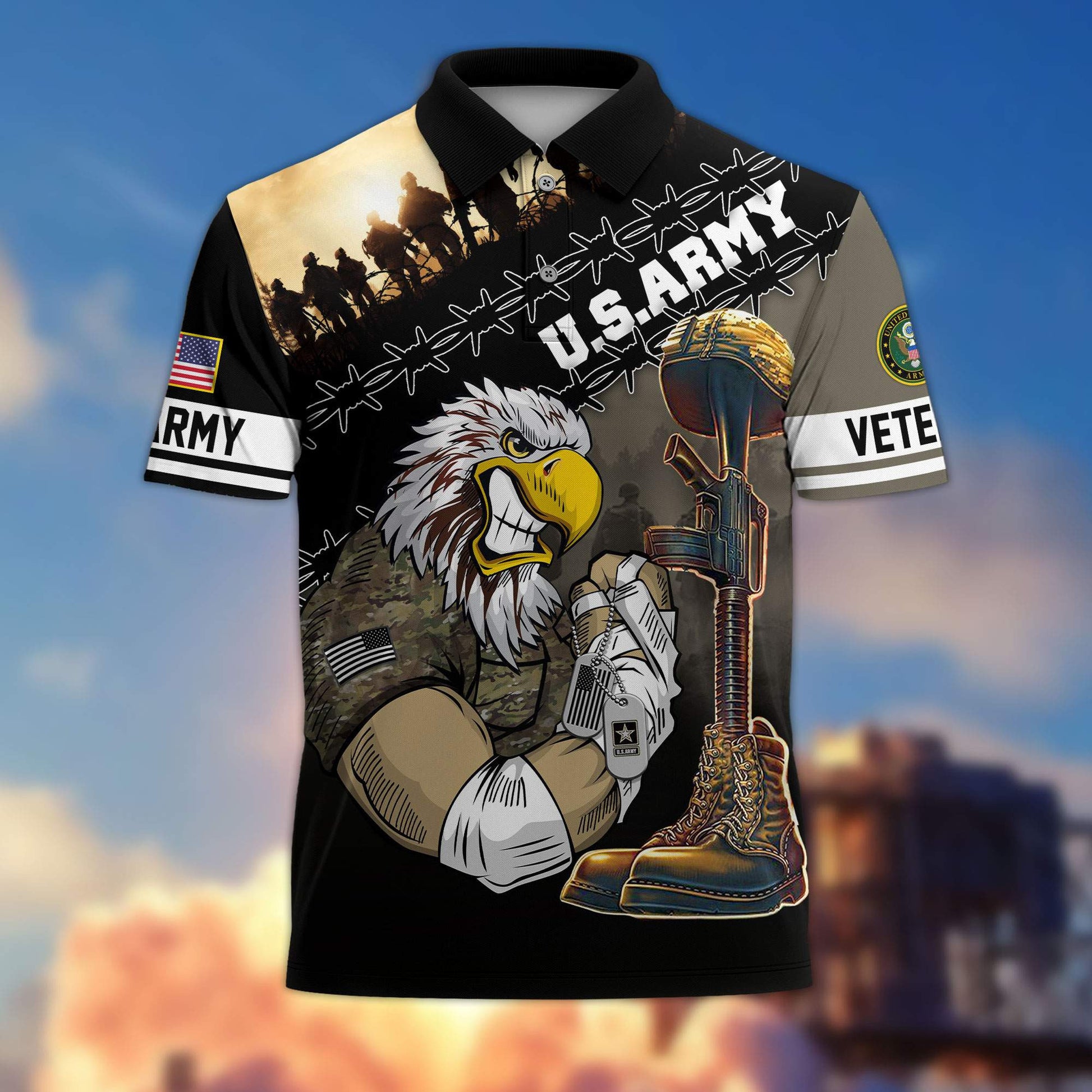 Premium US Veterans Polo Shirt BPHN060213, Gifts For Dad, For Husband, Gifts For US Veterans, Gifts On Father's Day, Independence Day, Veterans Day.