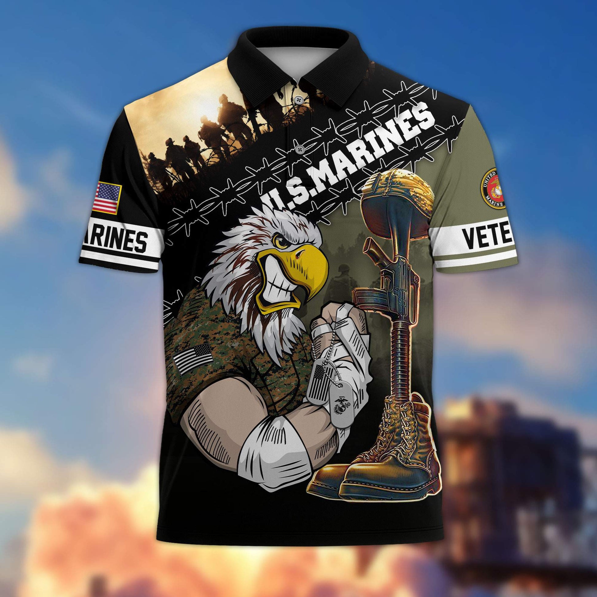 Premium US Veterans Polo Shirt BPHN060213, Gifts For Dad, For Husband, Gifts For US Veterans, Gifts On Father's Day, Independence Day, Veterans Day.