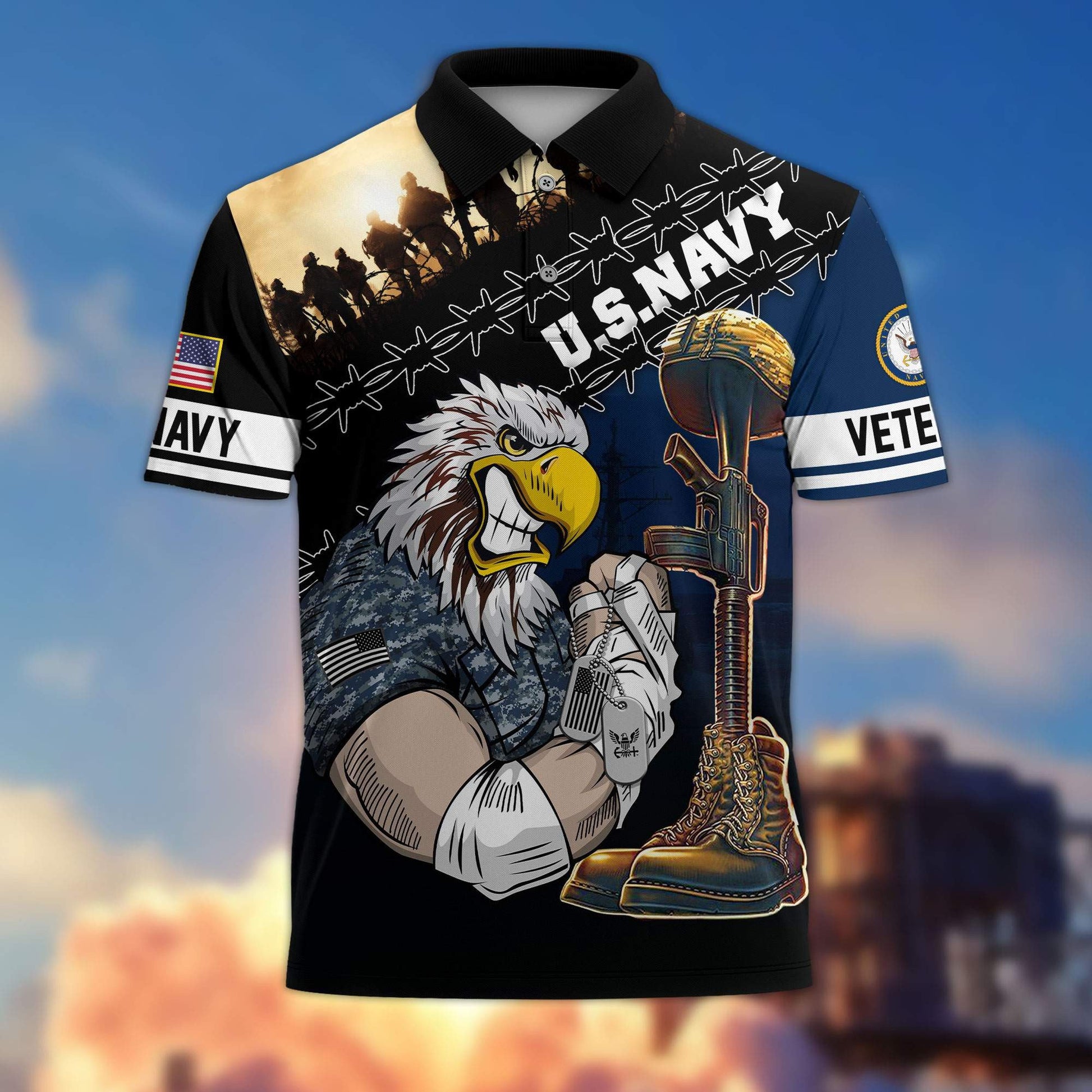 Premium US Veterans Polo Shirt BPHN060213, Gifts For Dad, For Husband, Gifts For US Veterans, Gifts On Father's Day, Independence Day, Veterans Day.