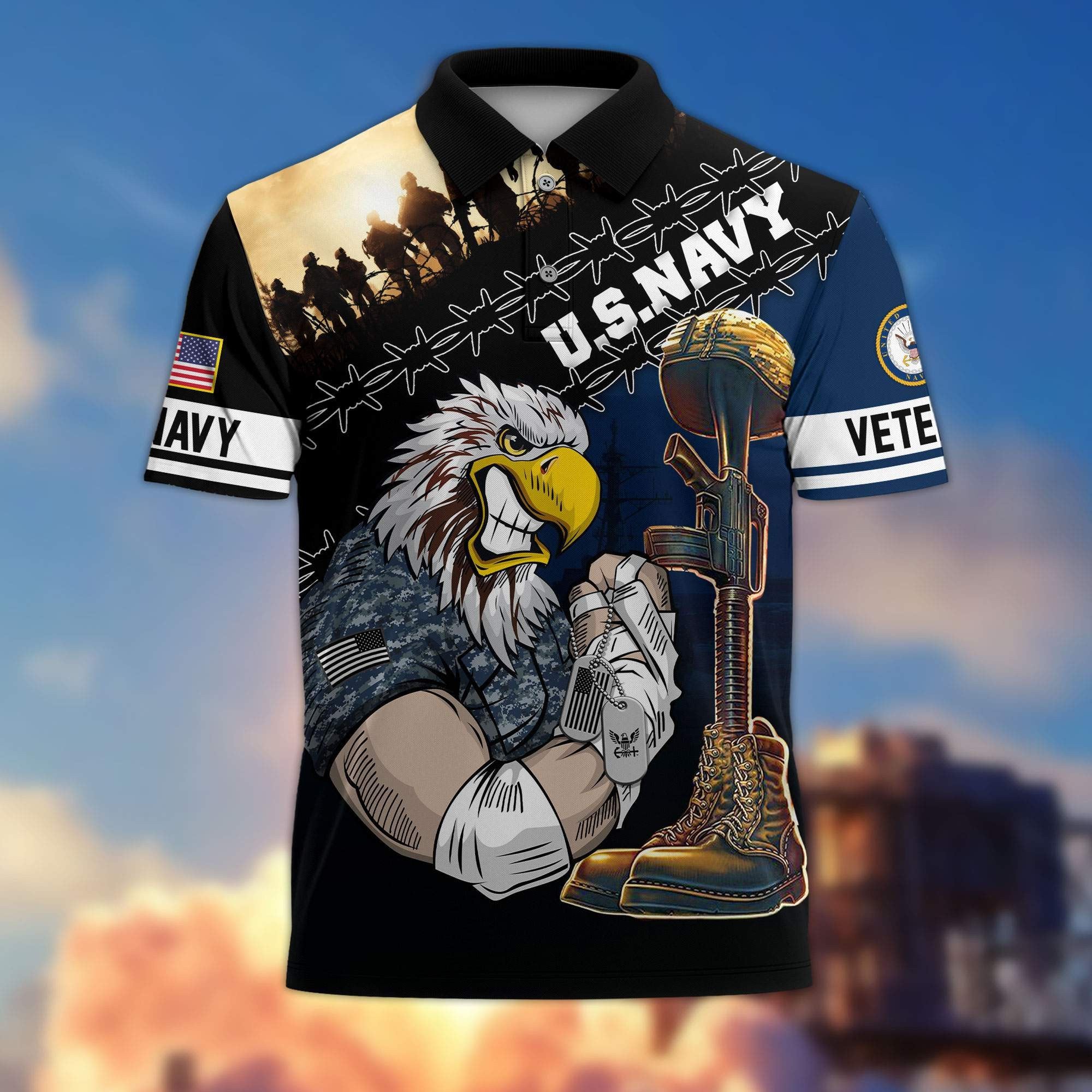 Premium US Veterans Polo Shirt BPHN060213, Gifts For Dad, For Husband, Gifts For US Veterans, Gifts On Father's Day, Independence Day, Veterans Day.