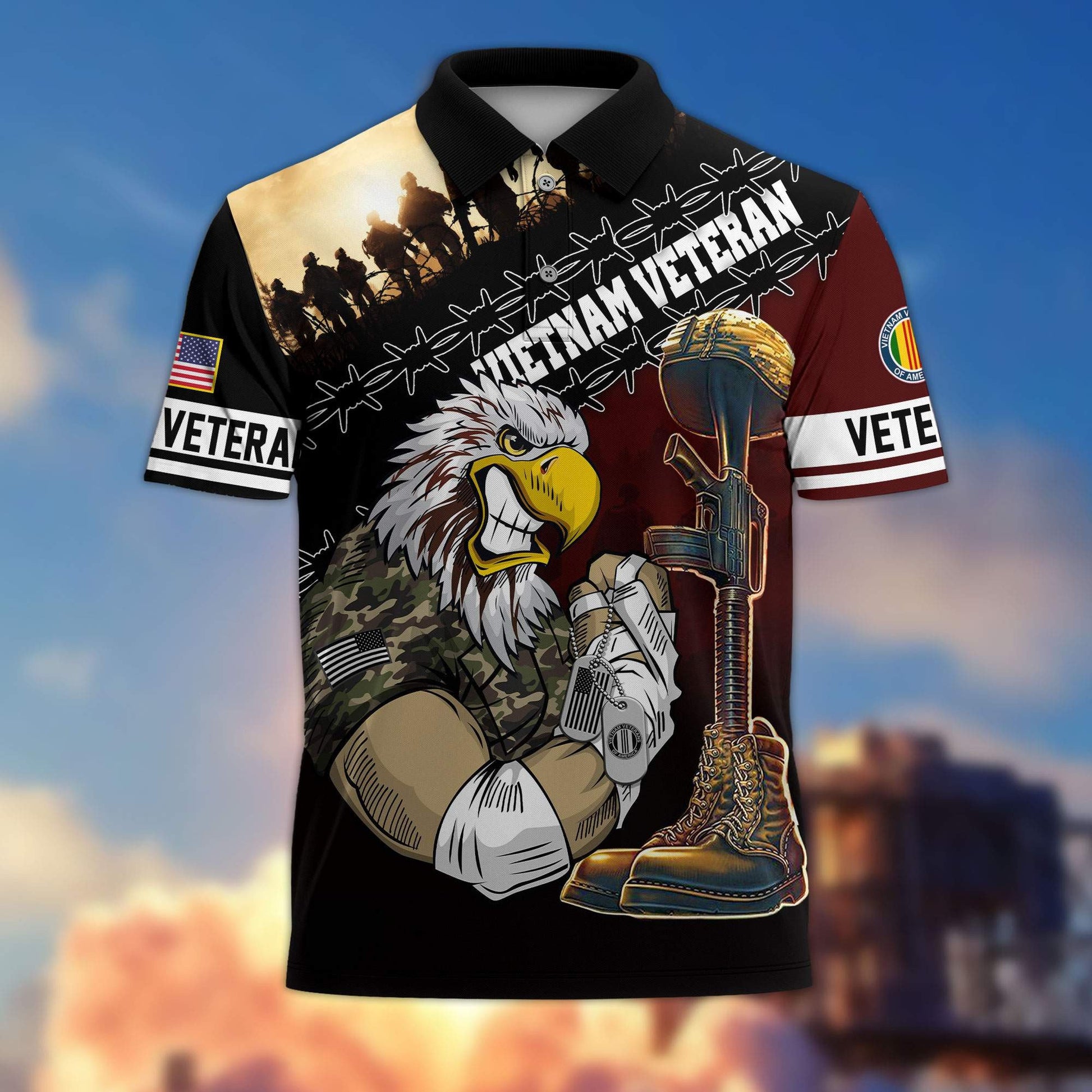 Premium US Veterans Polo Shirt BPHN060213, Gifts For Dad, For Husband, Gifts For US Veterans, Gifts On Father's Day, Independence Day, Veterans Day.