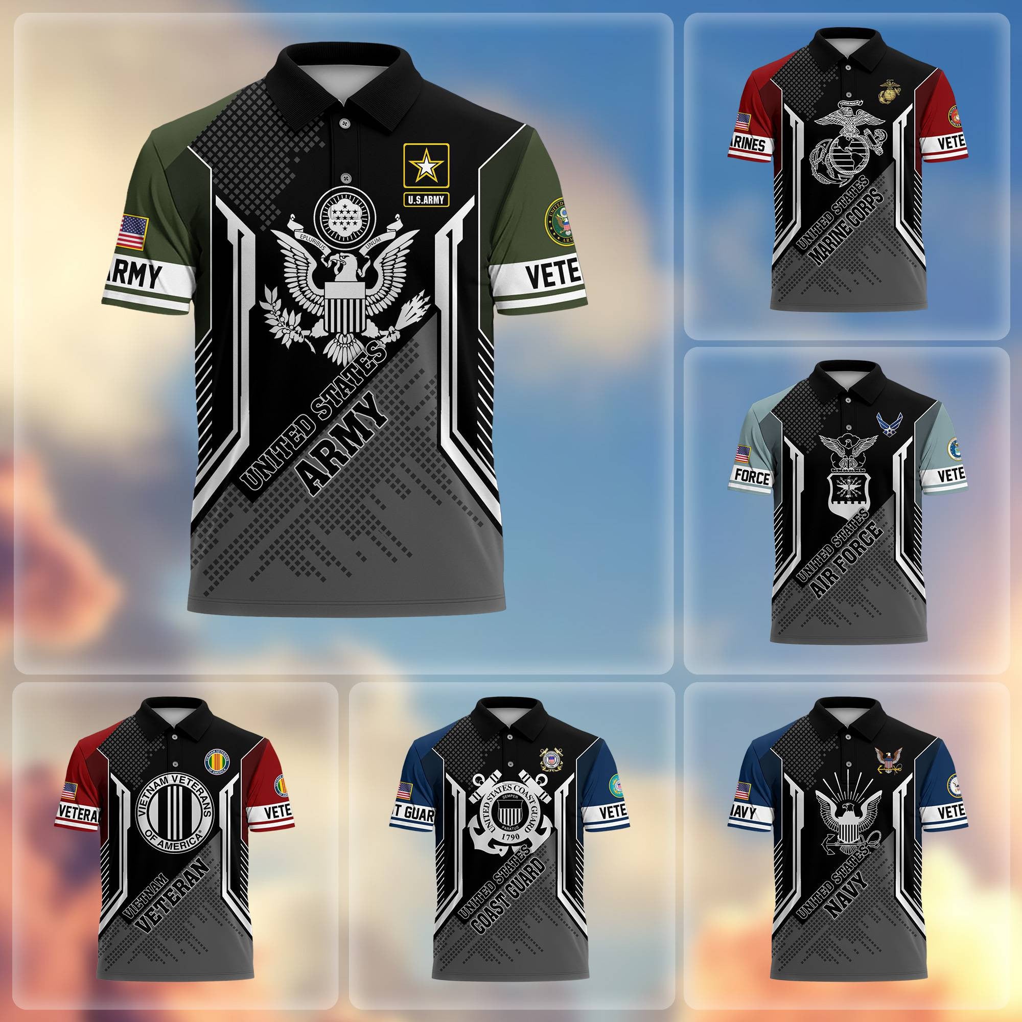 Premium US Veterans Polo Shirt BPHN070212, Gifts For Dad, For Husband, Gifts For US Veterans, Gifts On Father's Day, Independence Day, Veterans Day.