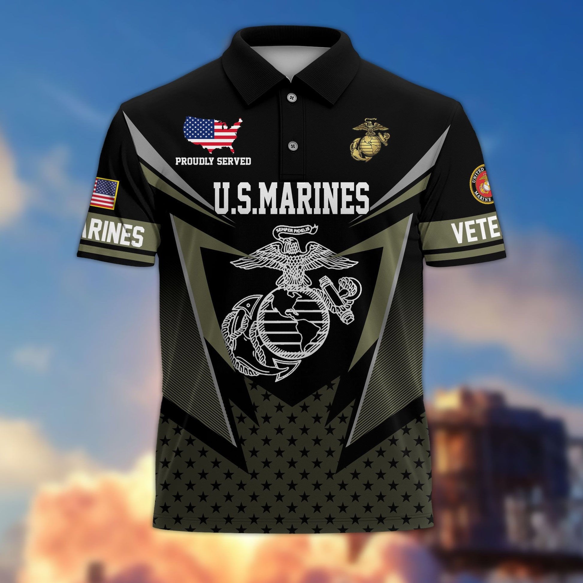 Premium US Veterans Polo Shirt BPHN110211, Gifts For US Veterans, Gifts On Father's Day, Independence Day, Armed Forces Day, Veterans Day.