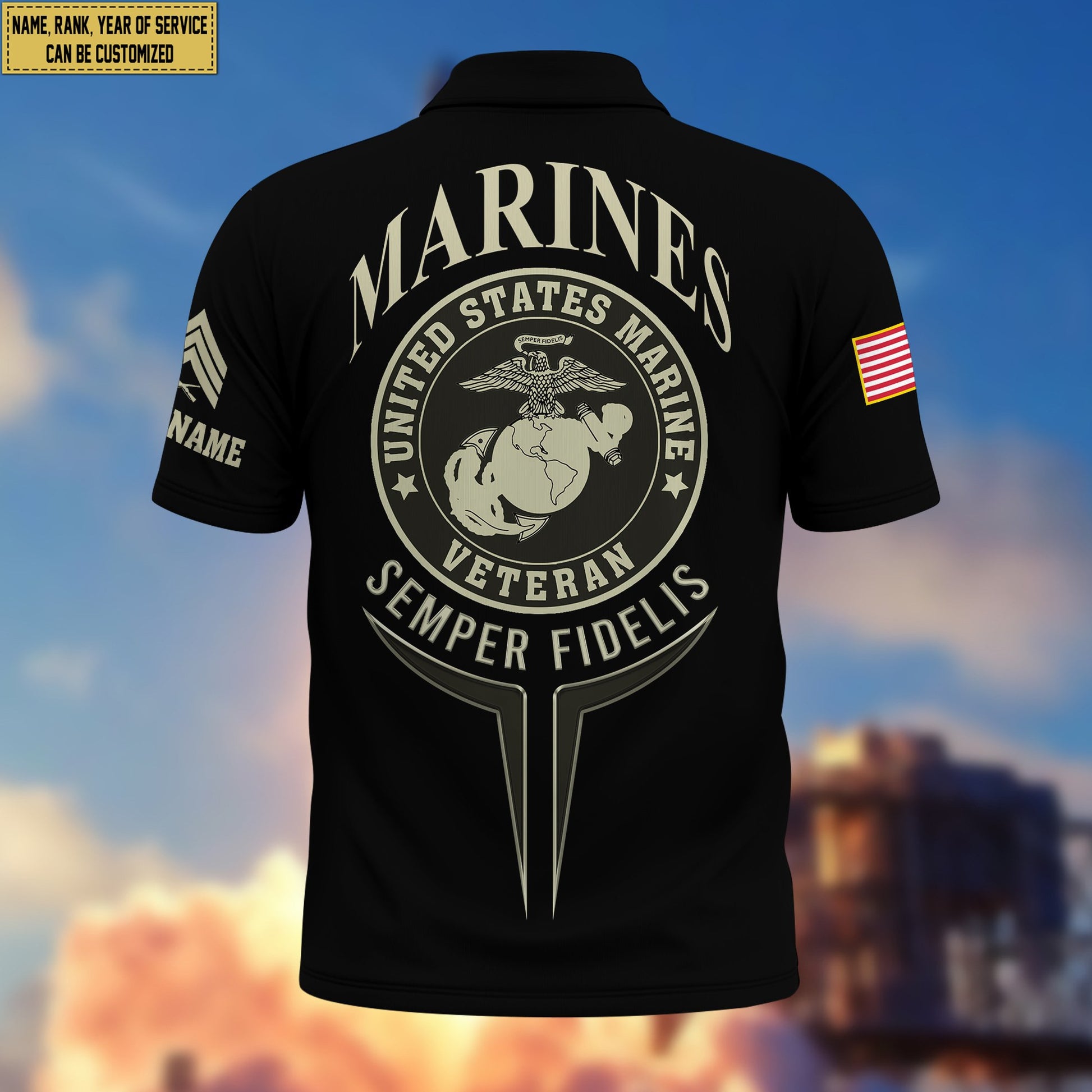 Premium Custom USMC Polo Shirt VPVC206303, Gifts for Marine Veteran, Gifts For Dad, Gifts On Father's Day, Independence Day, Veterans Day.