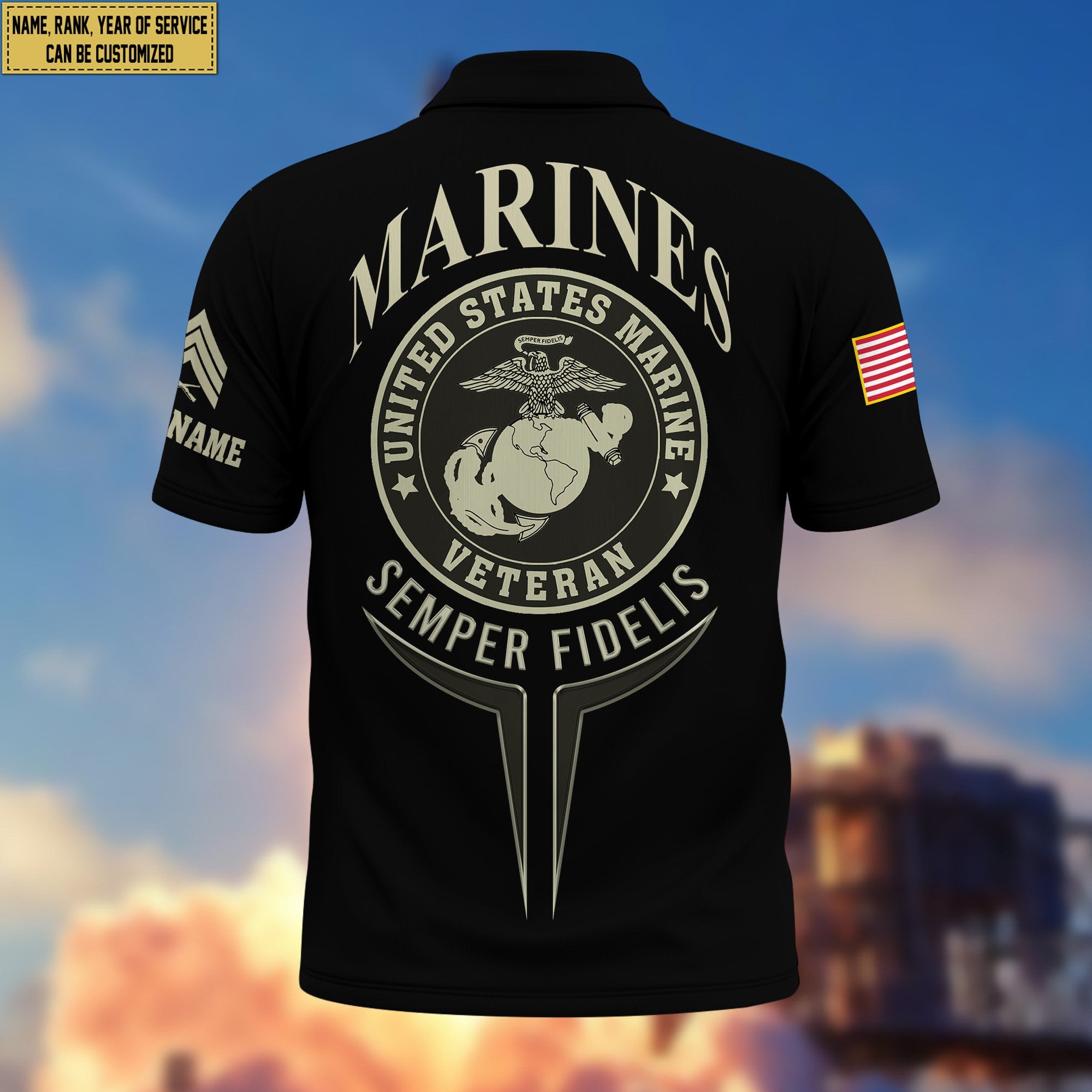 Premium Custom USMC Polo Shirt VPVC206303, Gifts for Marine Veteran, Gifts For Dad, Gifts On Father's Day, Independence Day, Veterans Day.