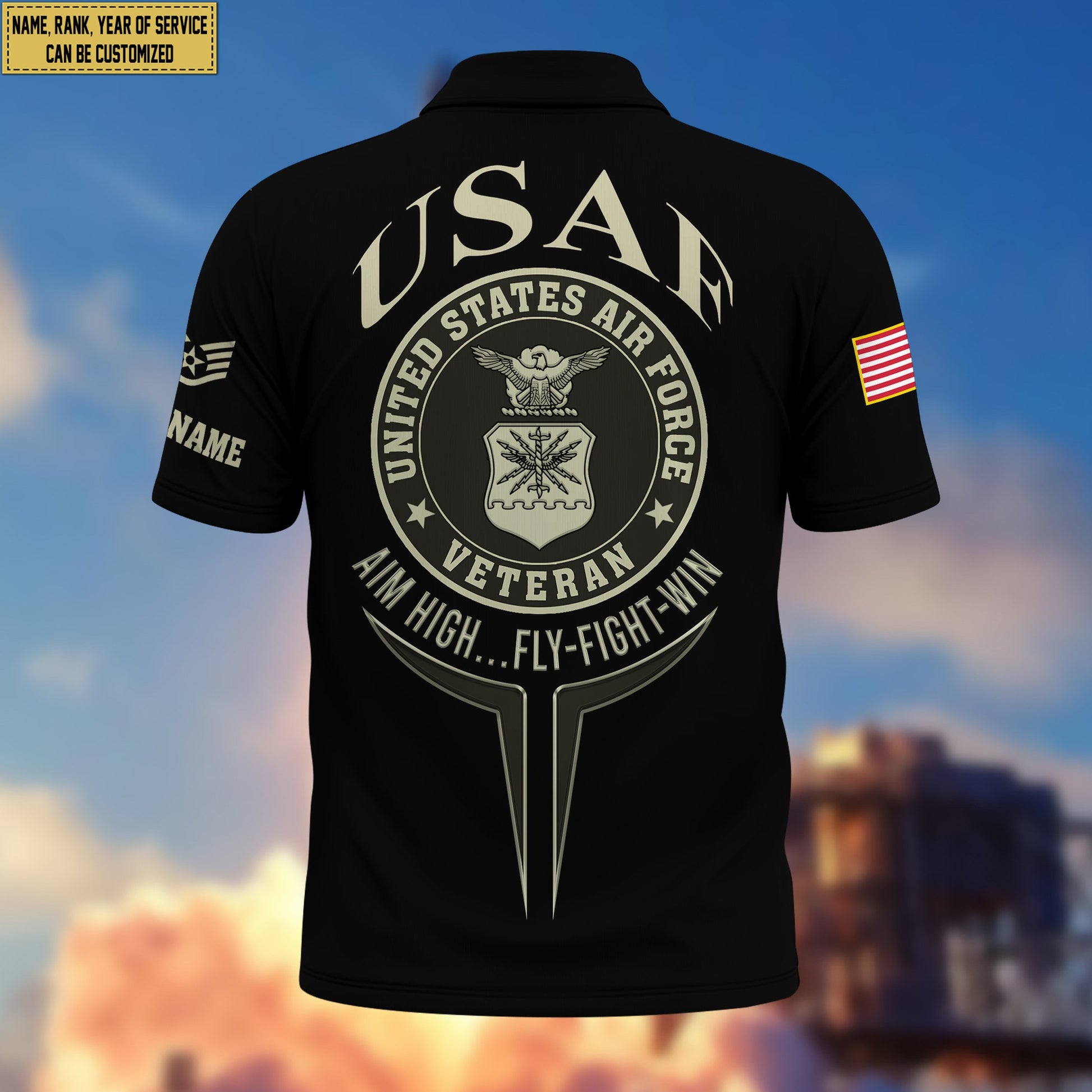 Premium Custom USAF Polo Shirt VPVC206304, Gifts for Air Force Veteran, Gifts For Dad, Gifts On Father's Day, Independence Day, Veterans Day.