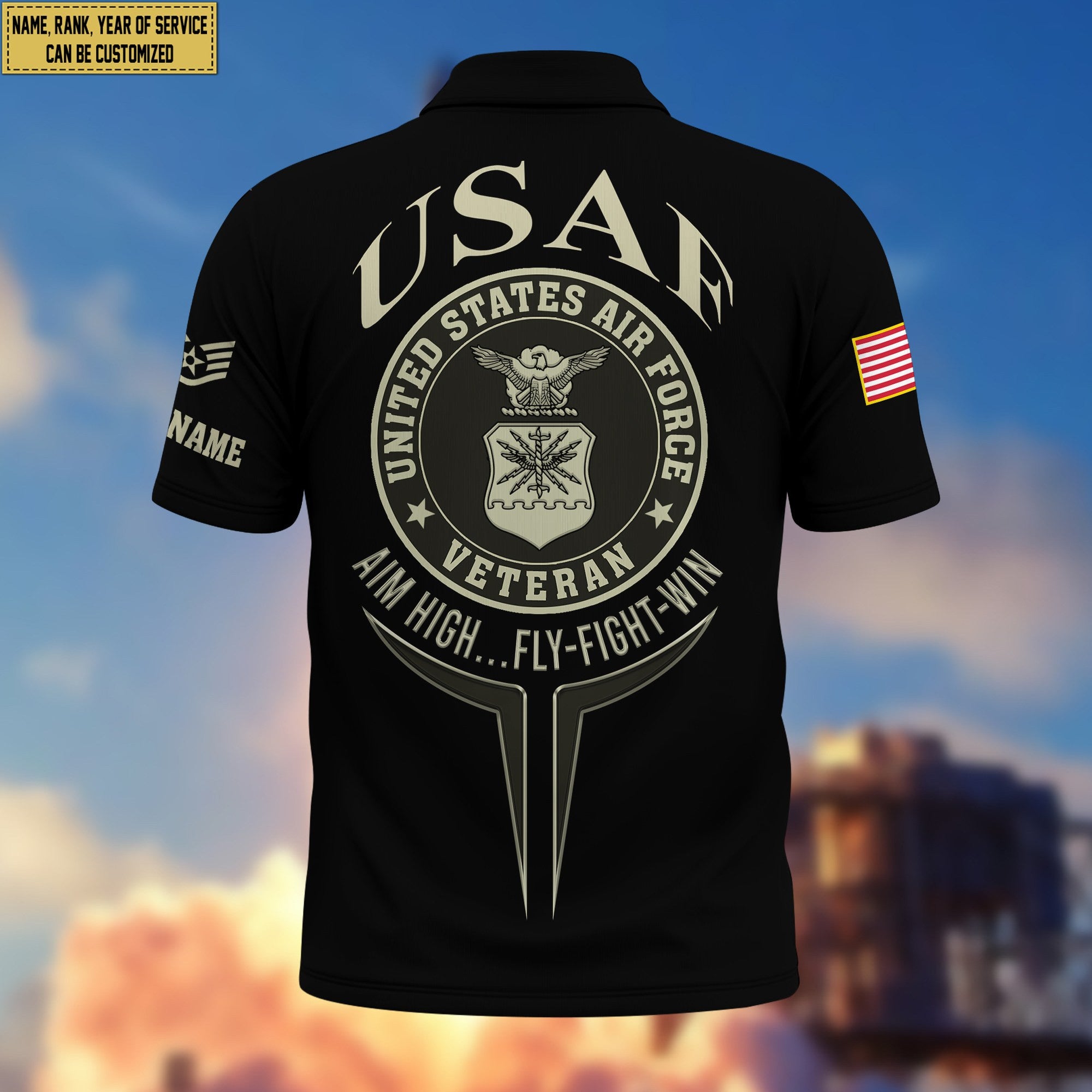 Premium Custom USAF Polo Shirt VPVC206304, Gifts for Air Force Veteran, Gifts For Dad, Gifts On Father's Day, Independence Day, Veterans Day.