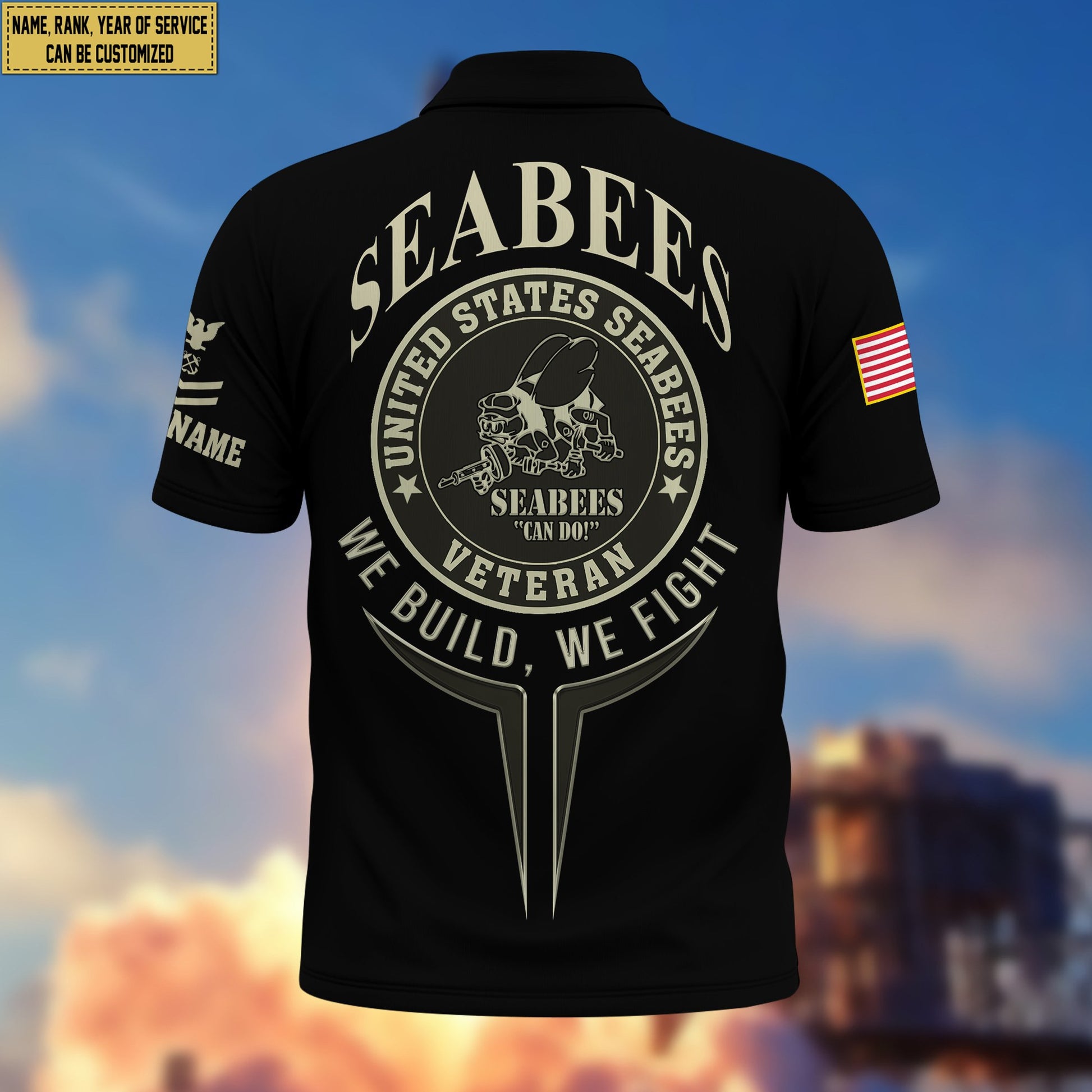 Premium Custom US Seabees Veteran Polo Shirt VPVC206309, Gifts for Seabees Veteran, Gifts For Dad, Gifts On Father's Day, Independence Day, Veterans Day.
