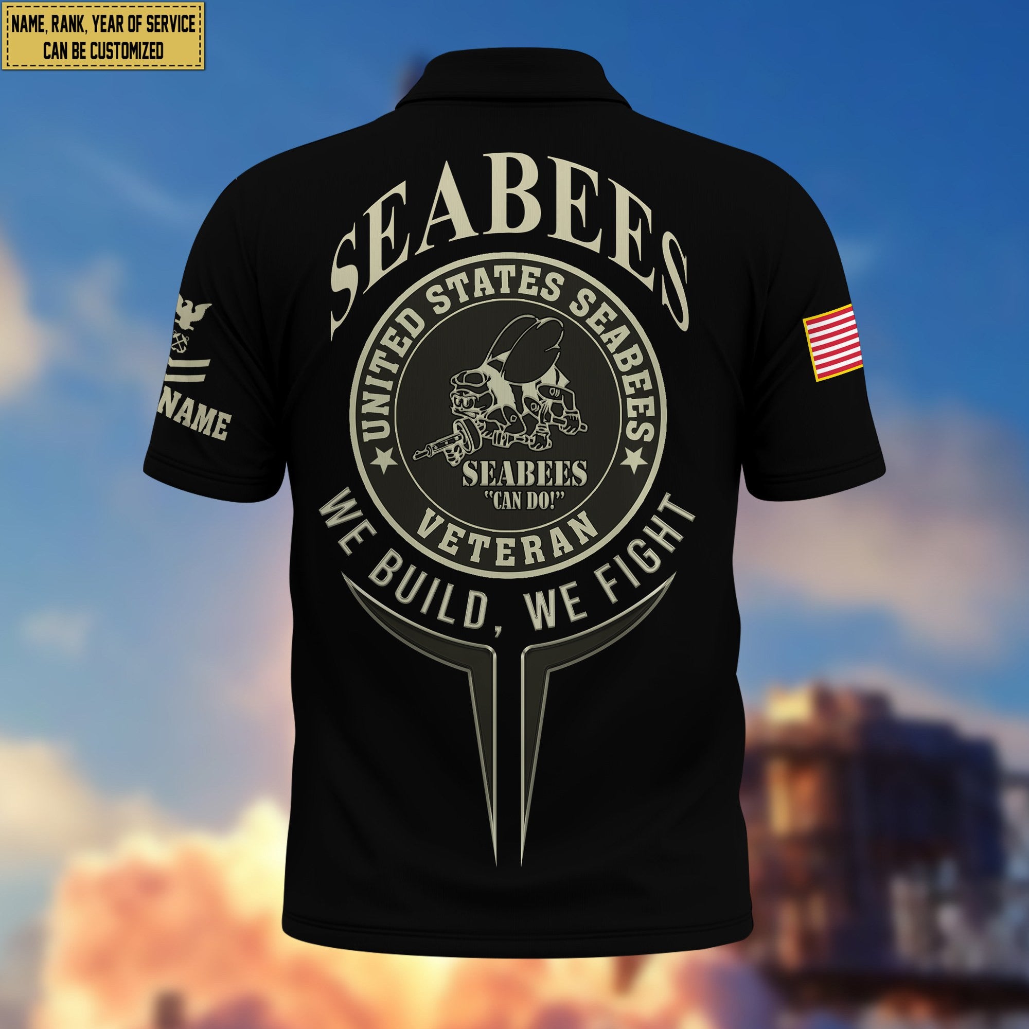 Premium Custom US Seabees Veteran Polo Shirt VPVC206309, Gifts for Seabees Veteran, Gifts For Dad, Gifts On Father's Day, Independence Day, Veterans Day.