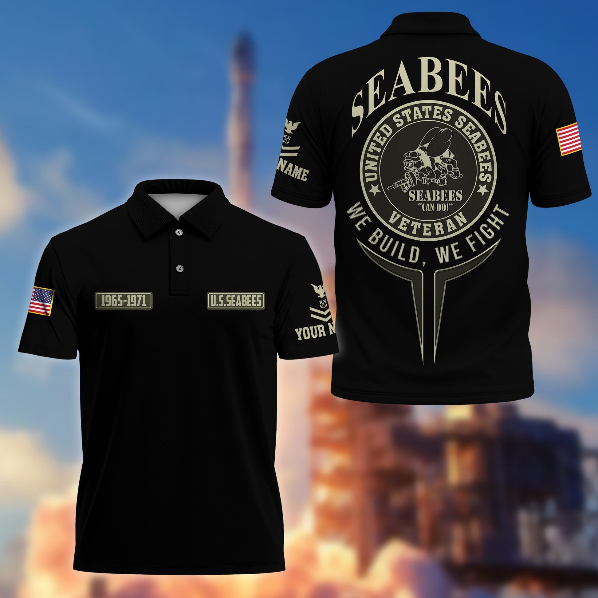 Premium Custom US Seabees Veteran Polo Shirt VPVC206309, Gifts for Seabees Veteran, Gifts For Dad, Gifts On Father's Day, Independence Day, Veterans Day.