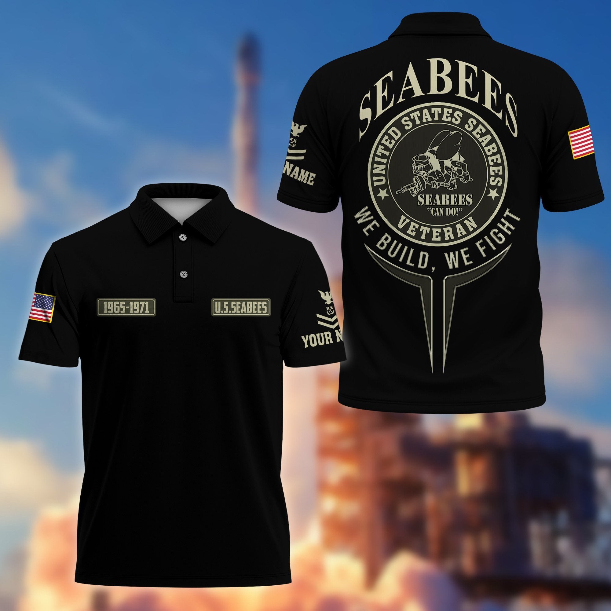 Premium Custom US Seabees Veteran Polo Shirt VPVC206309, Gifts for Seabees Veteran, Gifts For Dad, Gifts On Father's Day, Independence Day, Veterans Day.