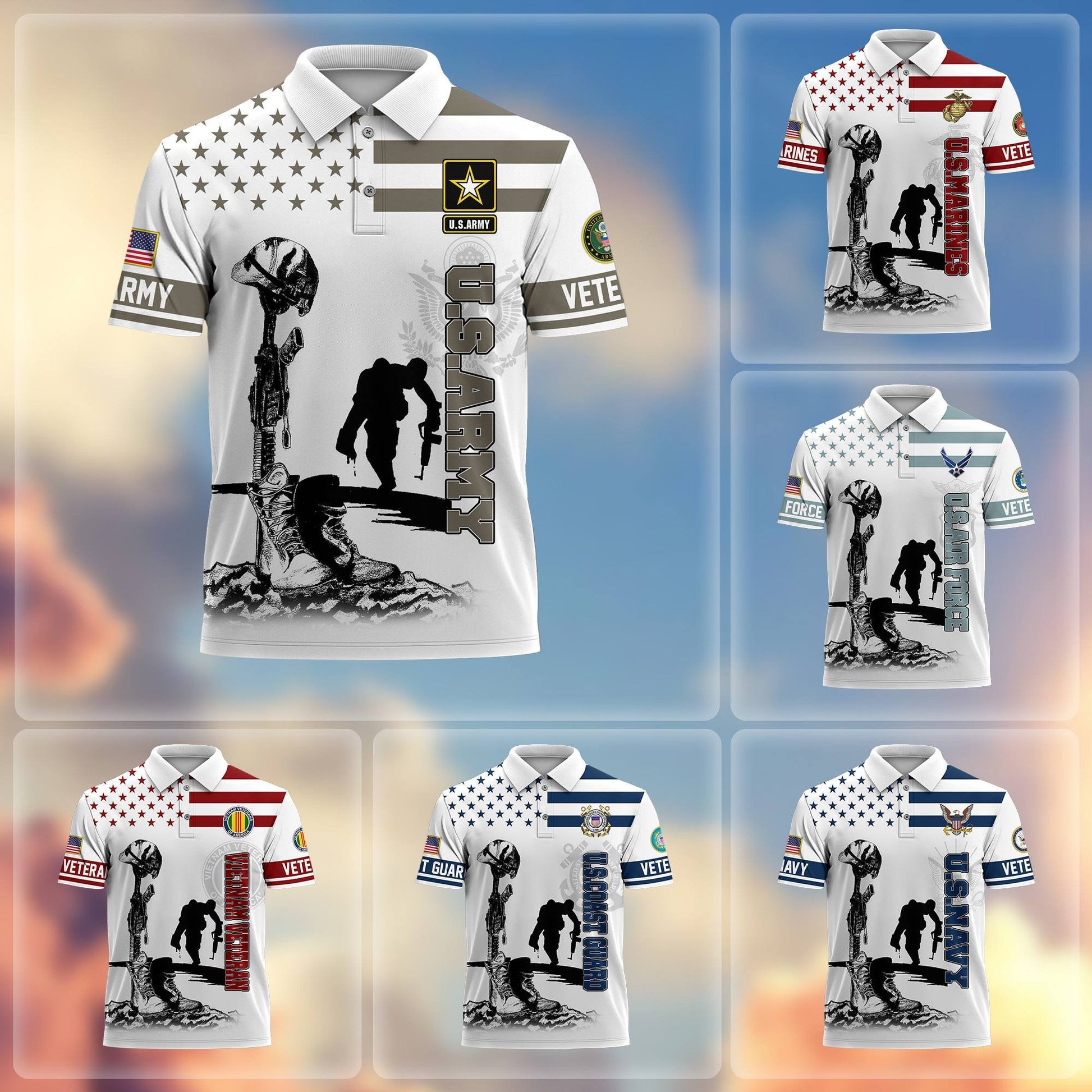 Premium US Veterans Polo Shirt BPHN110212, Gifts For US Veterans, Gifts On Father's Day, Independence Day, Armed Forces Day, Veterans Day.