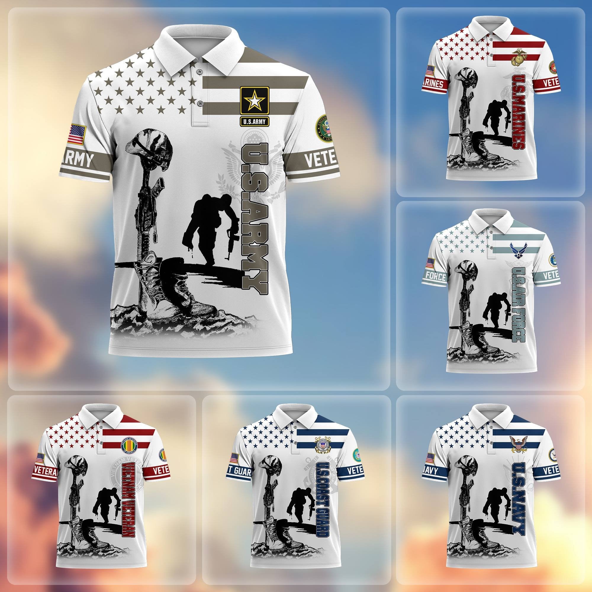 Premium US Veterans Polo Shirt BPHN110212, Gifts For US Veterans, Gifts On Father's Day, Independence Day, Armed Forces Day, Veterans Day.