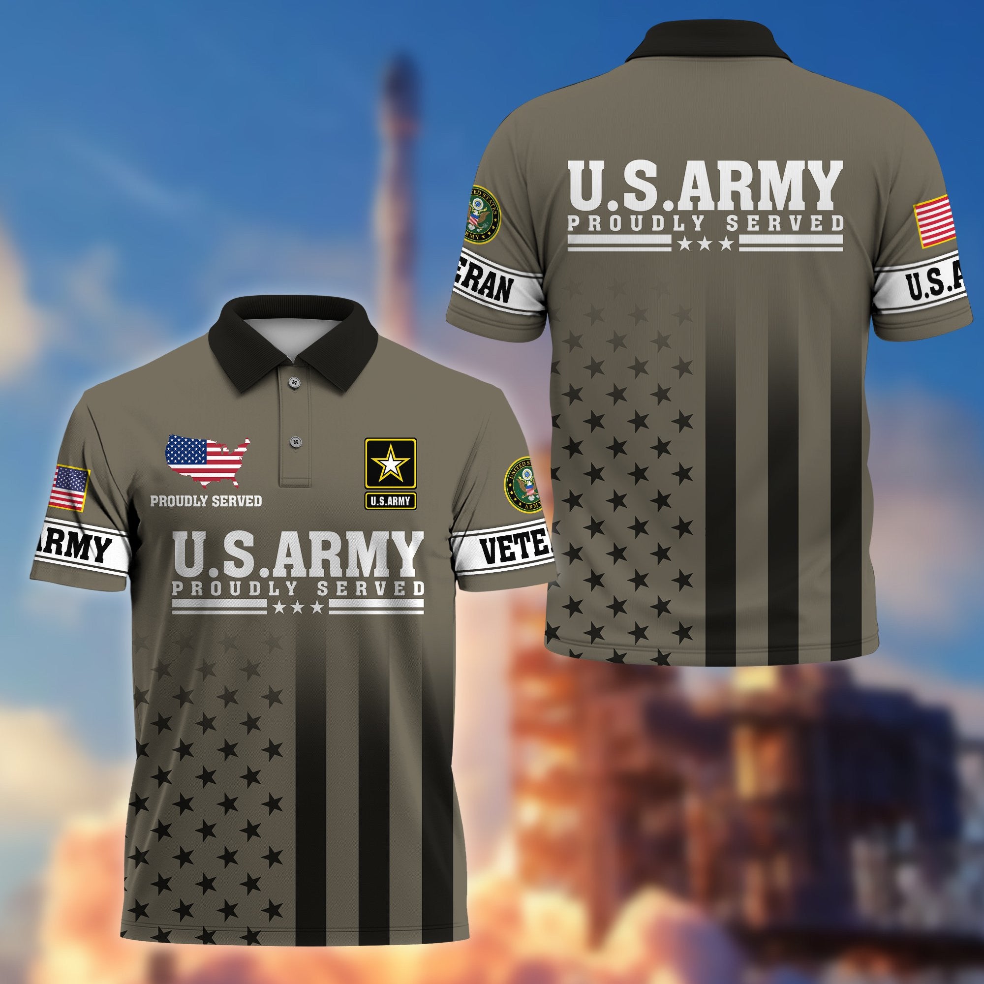 Premium US Army Polo Shirt VPVC206401, Gifts for Army Veteran, Gifts For Dad, Gifts On Father's Day, Independence Day, Veterans Day.